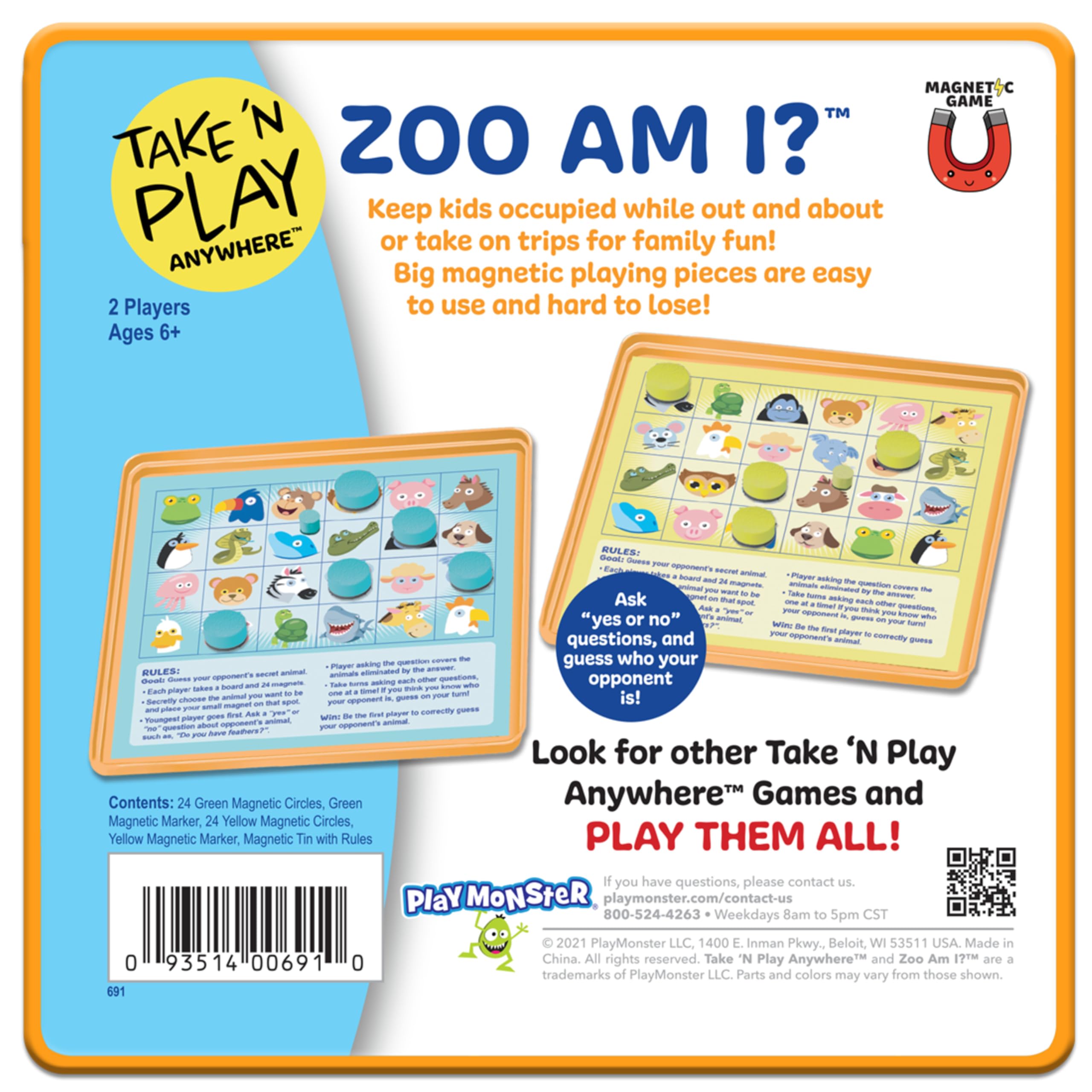 Foto 5 pulgar | Juego De Mesa Playmonster Take N Play Anywhere Zoo Am I 6+ - Venta Internacional.