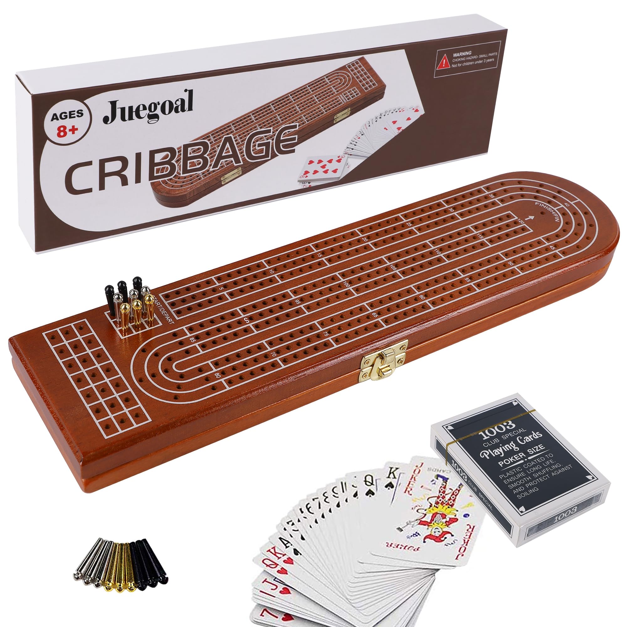 Foto 2 pulgar | Juego De Mesa Cribbage Juegoal Wood De 3 Pistas Con Clavijas De Metal - Venta Internacional.