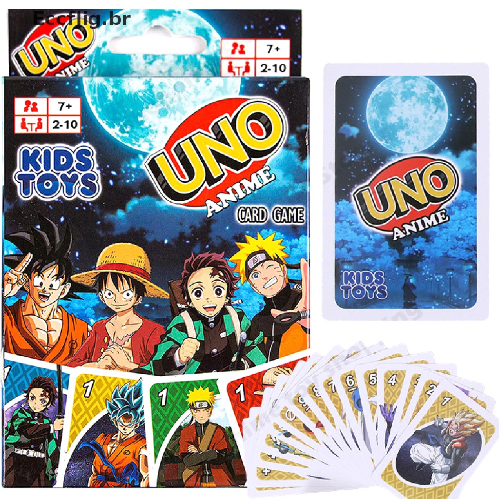 Juego de Mesa Mattel Uno Edición Especial de Anime Dragón Ball, Naruto, One Piece y Demon Slayer