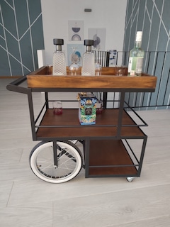 Foto 3 | Carrito de Servicio Diversiones Bago Bar Cava Cantina de Madera con Llantas