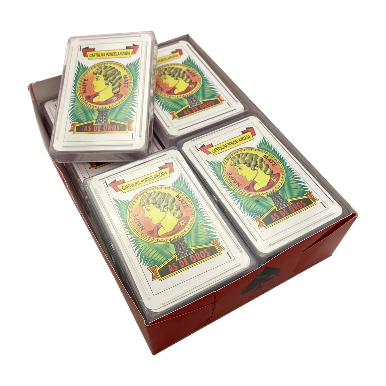 Set De 12 Mazos De Baraja Española Con Estuche De Plástico