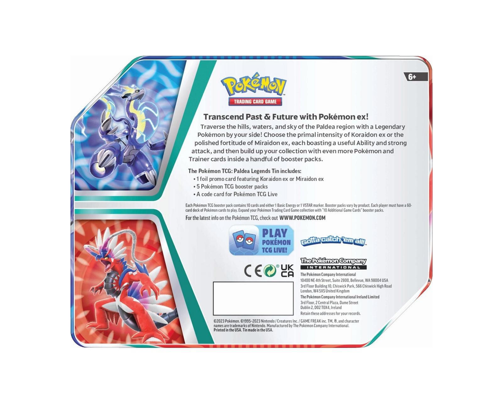 Foto 2 | Caja Pokemon Tcg Paldea Legends Koraidon Ex Miraidon Ex Tin