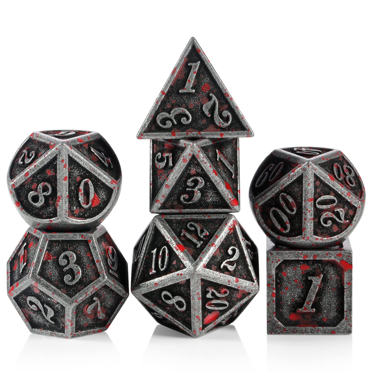 Foto 2 pulgar | Venta Internacional - Juego De Dados De Metal Dndnd Bloodstained Ancient Silver Con Estuche