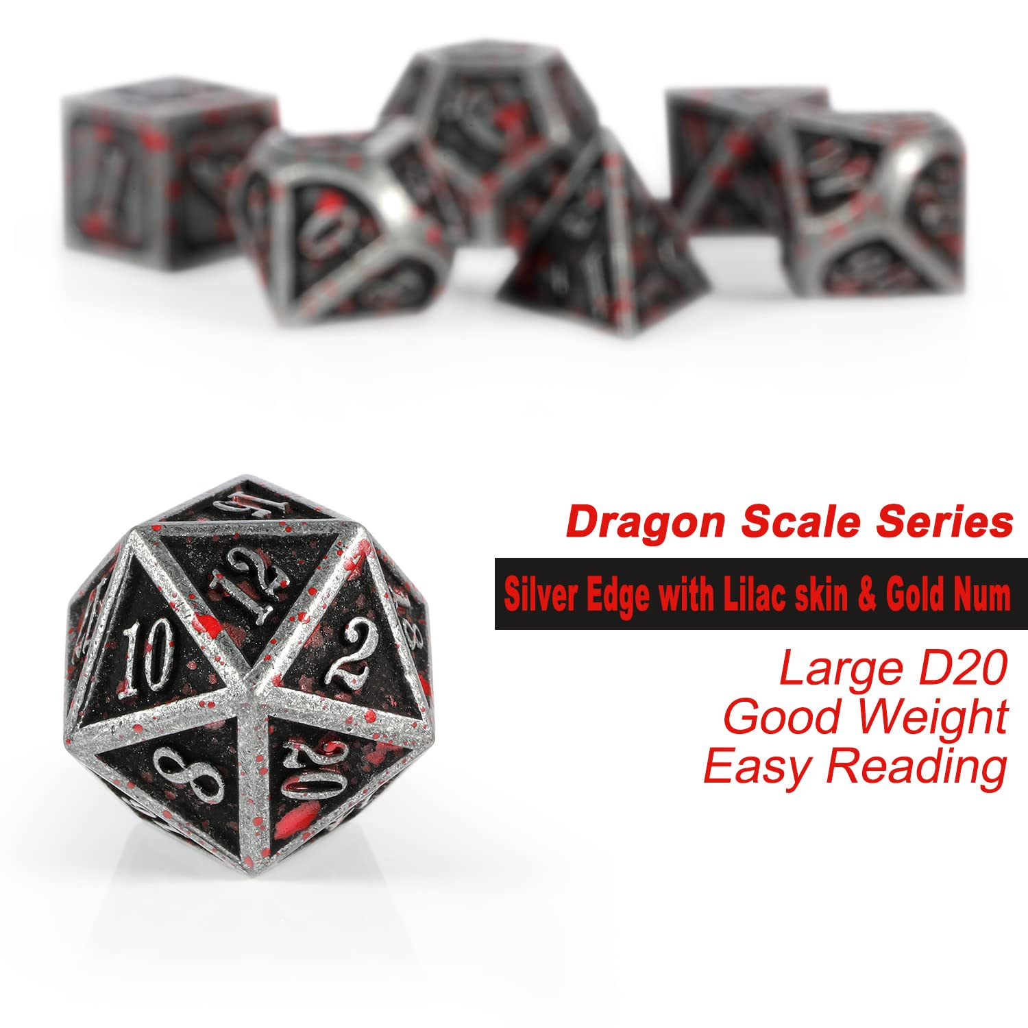 Foto 5 pulgar | Venta Internacional - Juego De Dados De Metal Dndnd Bloodstained Ancient Silver Con Estuche
