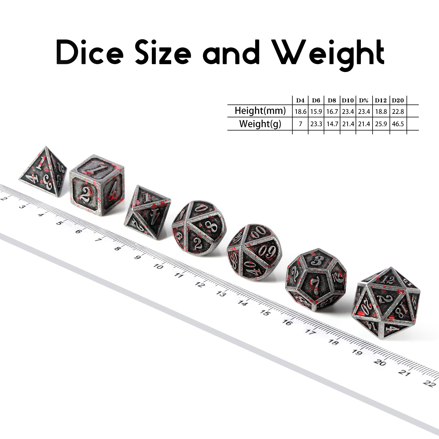 Foto 6 pulgar | Venta Internacional - Juego De Dados De Metal Dndnd Bloodstained Ancient Silver Con Estuche