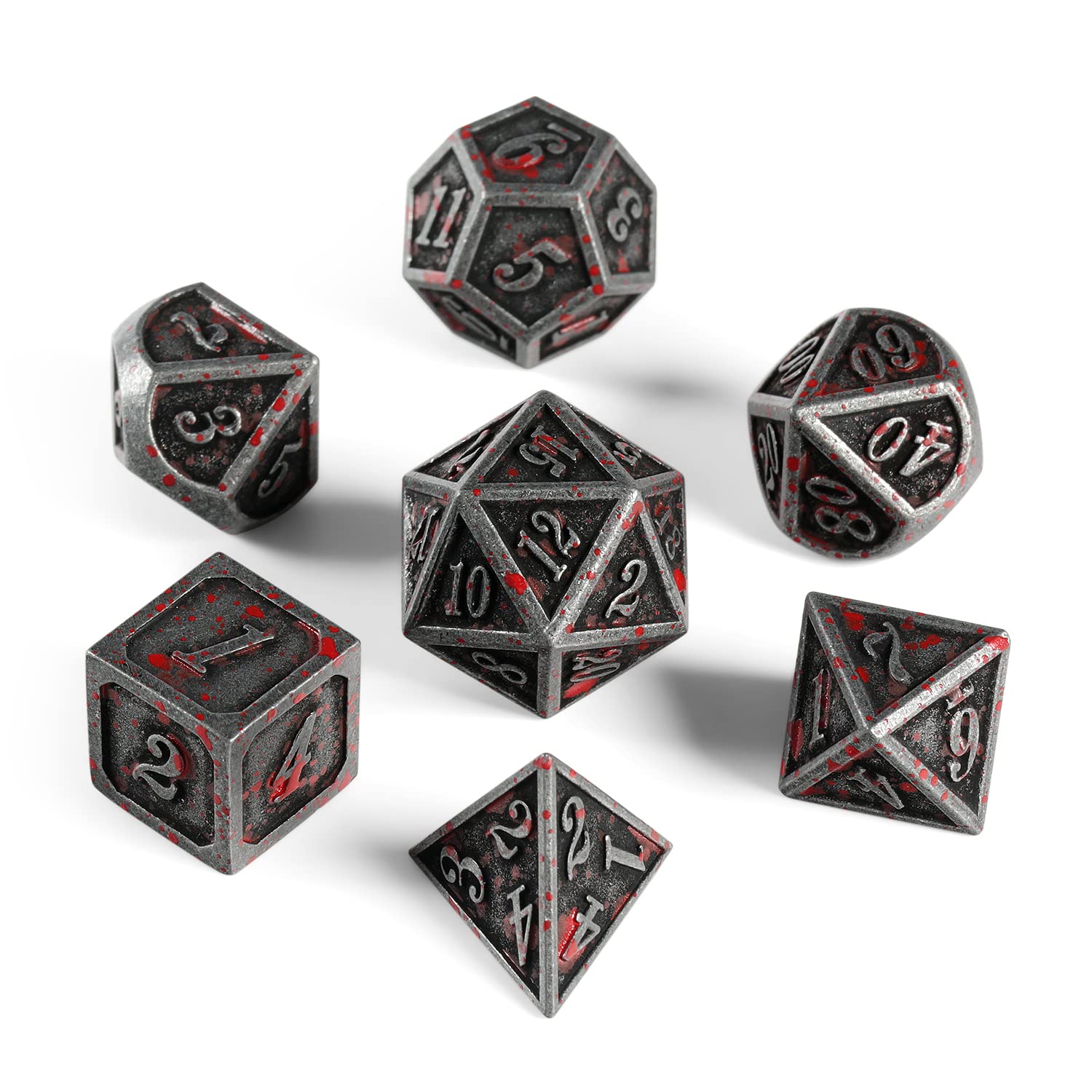 Foto 7 pulgar | Venta Internacional - Juego De Dados De Metal Dndnd Bloodstained Ancient Silver Con Estuche