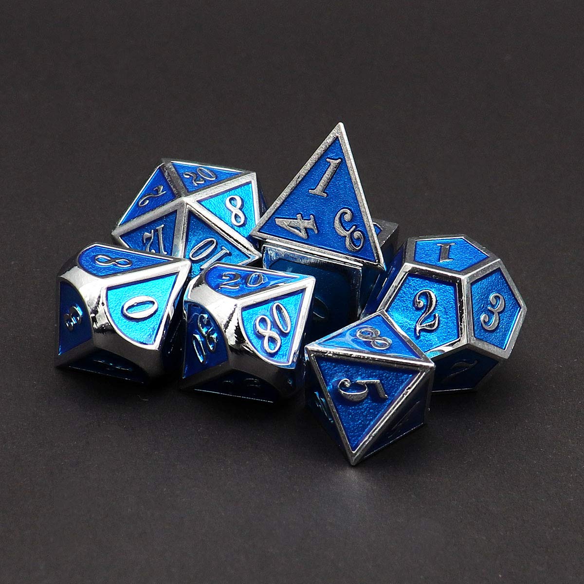 Foto 3 | Venta Internacional - Juego De Dados De Metal Haxtec Blue Con Bolsa De Cuero Para Dados D&d Rpg Games
