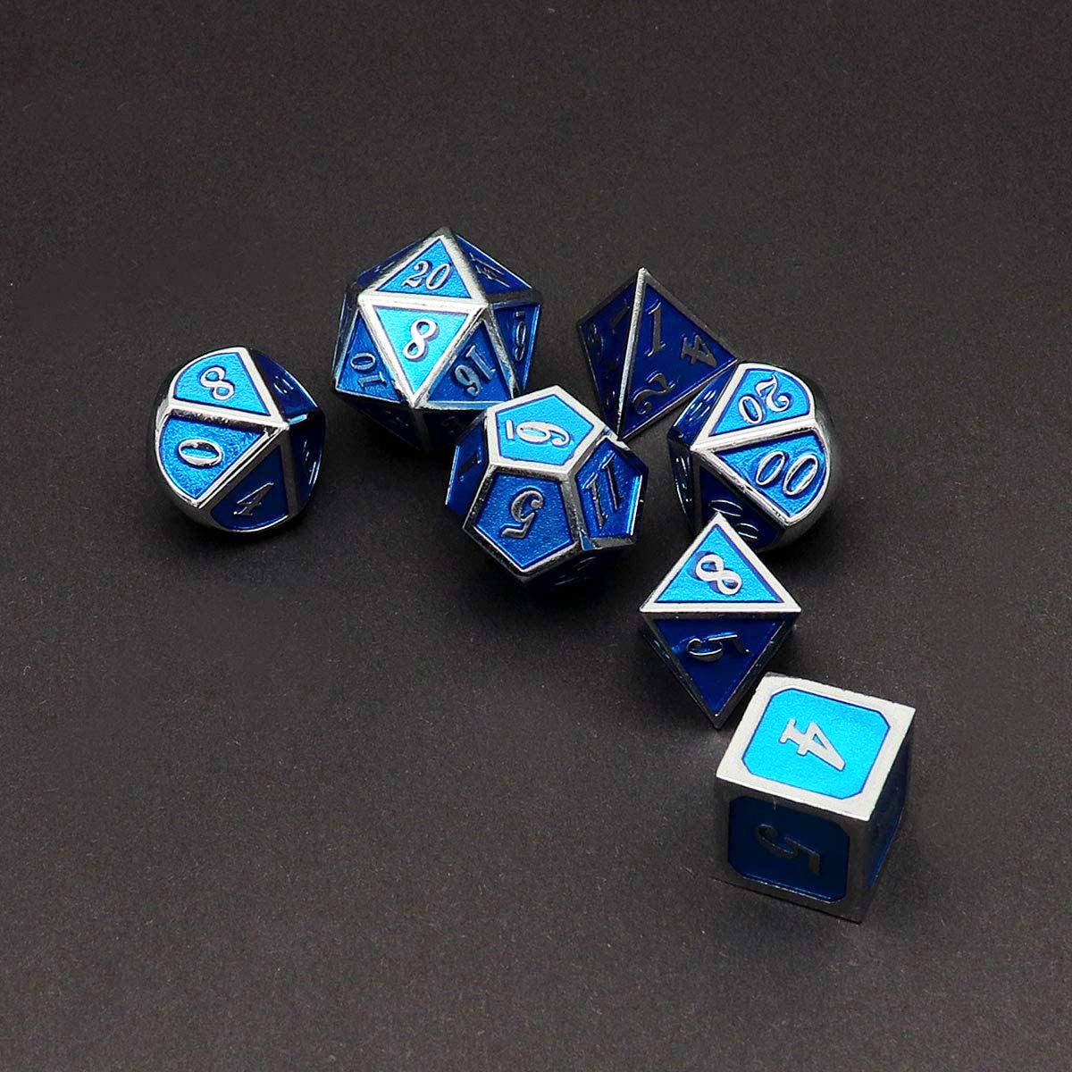 Foto 8 pulgar | Venta Internacional - Juego De Dados De Metal Haxtec Blue Con Bolsa De Cuero Para Dados D&d Rpg Games