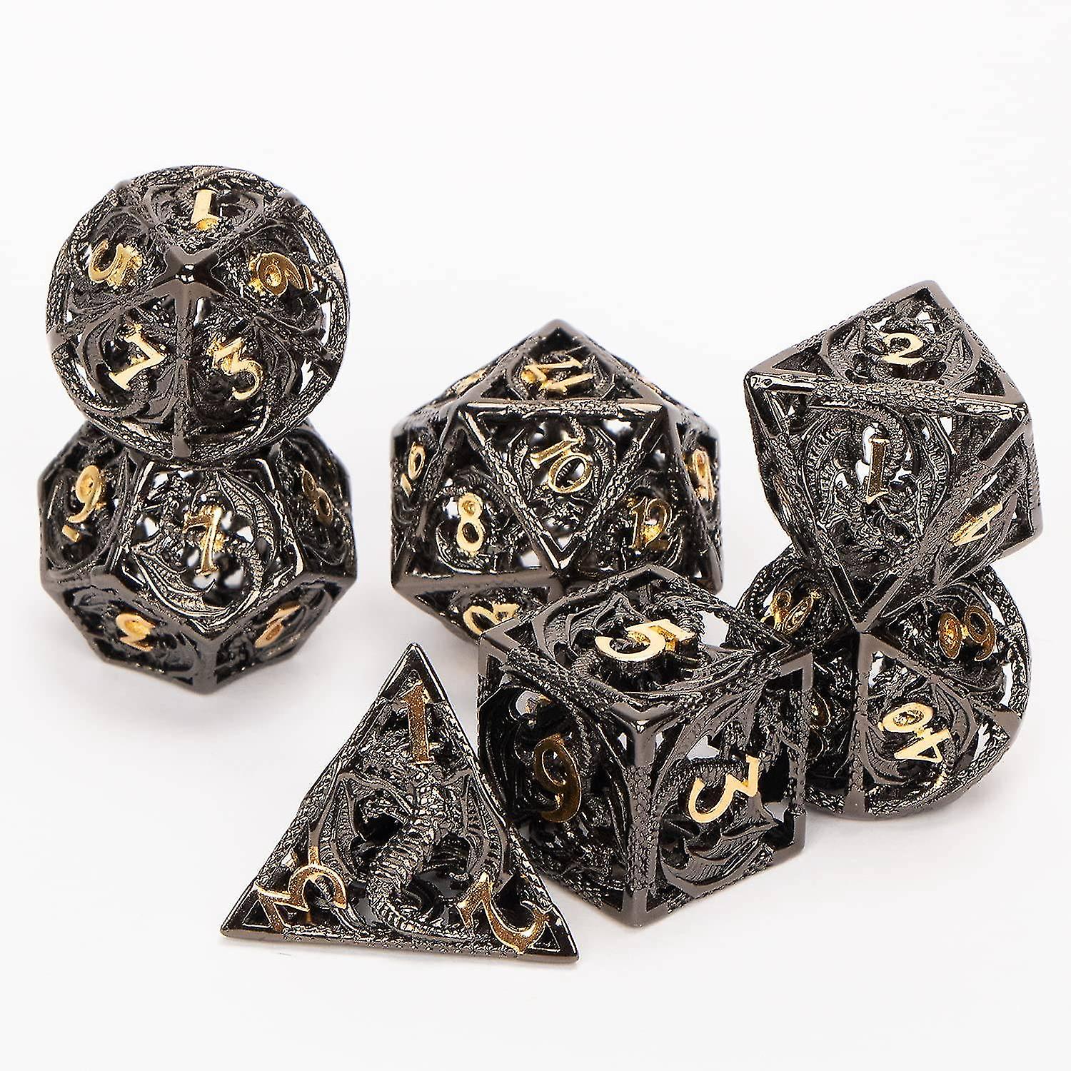 Foto 5 pulgar | Venta Internacional - Mini Juego De Dados De Metal Hueco De 7 Piezas Para Juegos De Rol