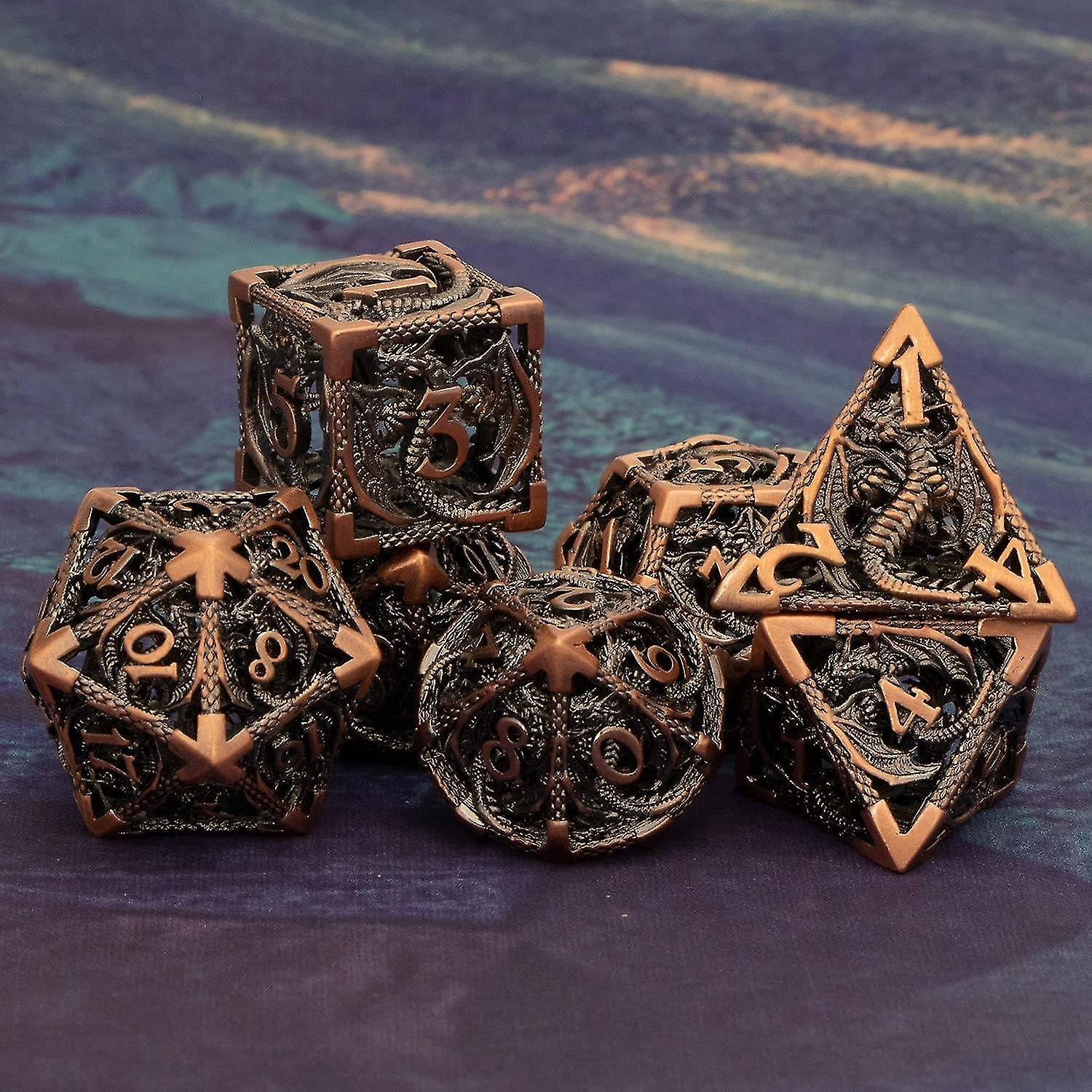 Foto 5 | Venta Internacional - Mini Juego De Dados De Metal Hueco De 7 Piezas Para Juegos De Rol