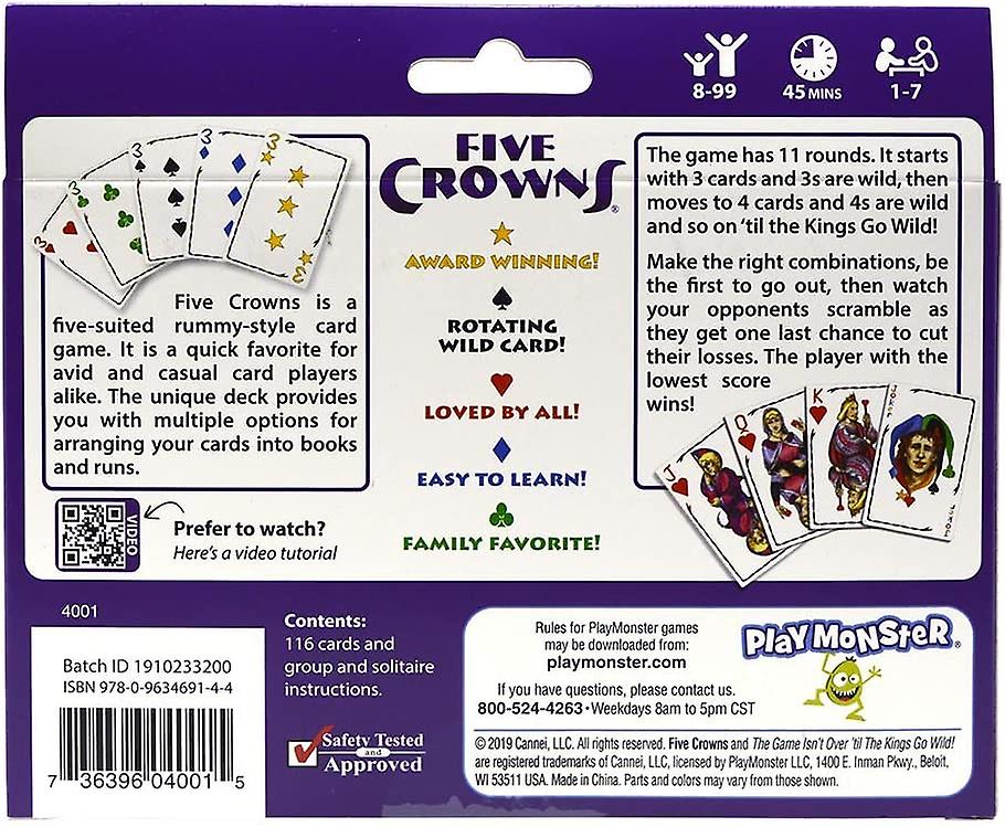 Foto 4 pulgar | Venta Internacional - Juego De Cartas Five Crowns Family Fun Games Con Treasure Chips