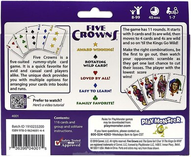 Foto 3 | Venta Internacional - Juego De Cartas Five Crowns Family Fun Games Con Treasure Chips