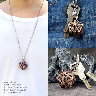 Foto 6 | Venta Internacional - Juego De Minidados Haxtec Con Funda De Collar D20 Hueca De Cobre