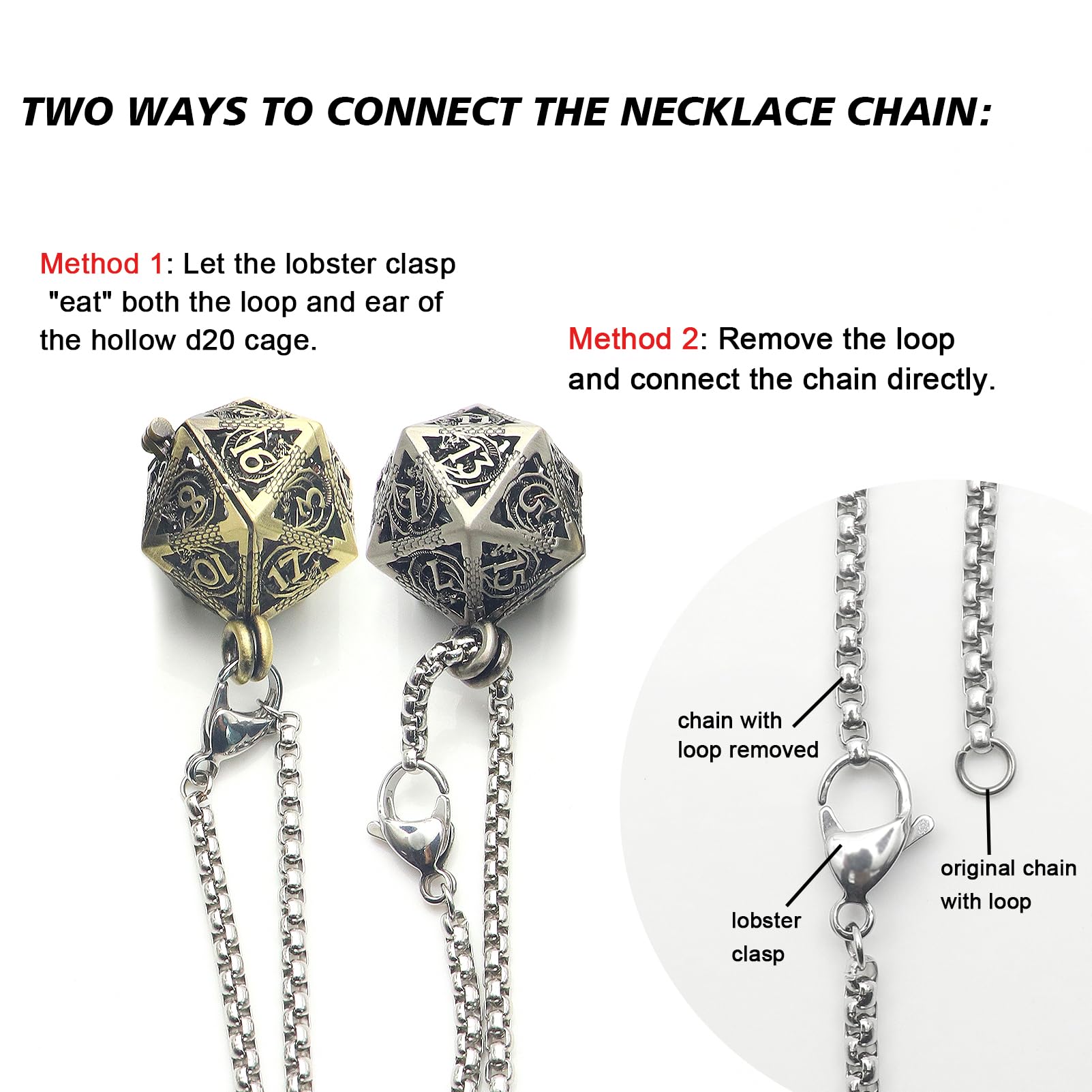 Foto 9 pulgar | Venta Internacional - Juego De Minidados Haxtec Con Funda De Collar D20 Hueca De Cobre