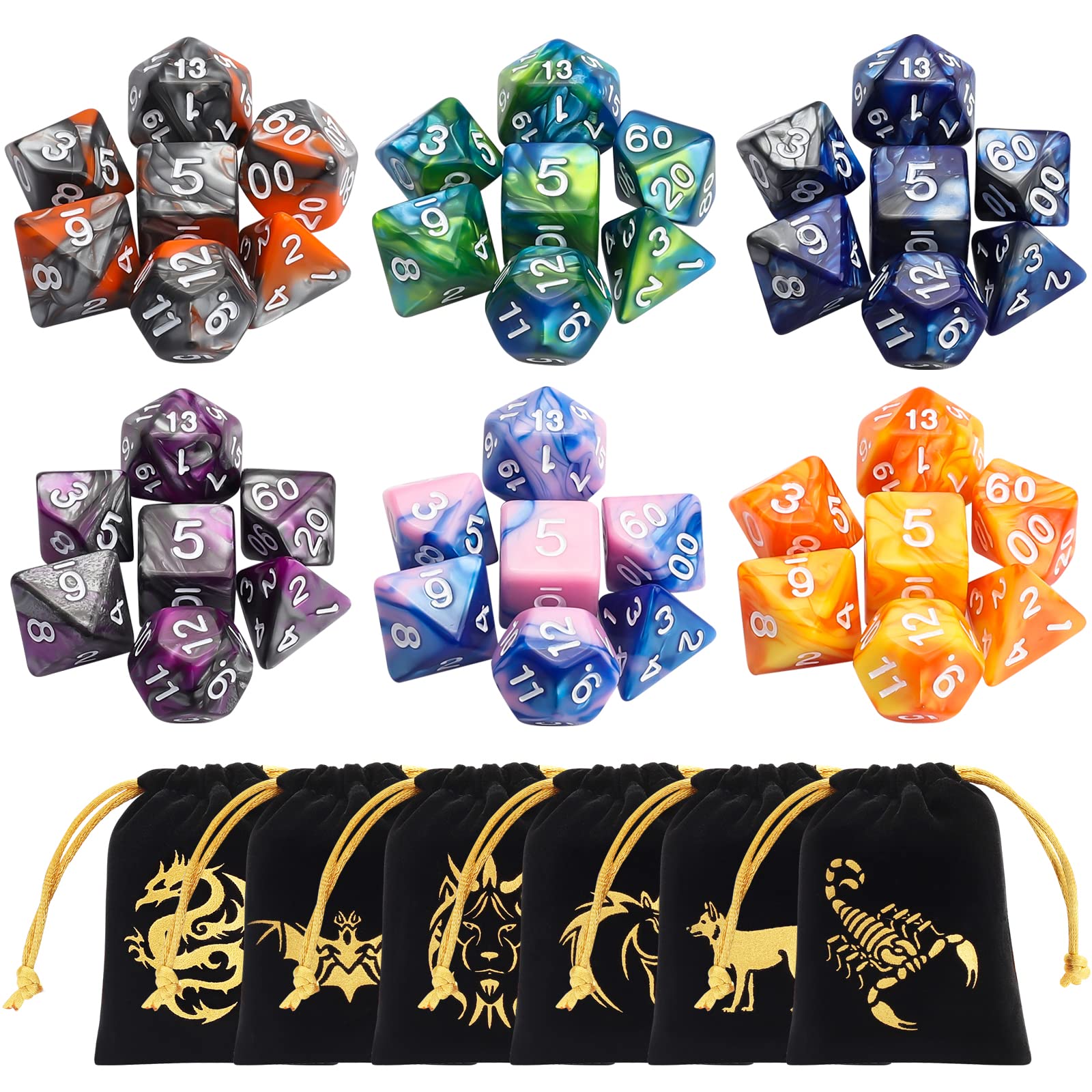 Foto 2 pulgar | Venta Internacional - Juego De Dados Poliédricos Ciaraq Dnd (42 Piezas) Con 6 Bolsas Para Rpg