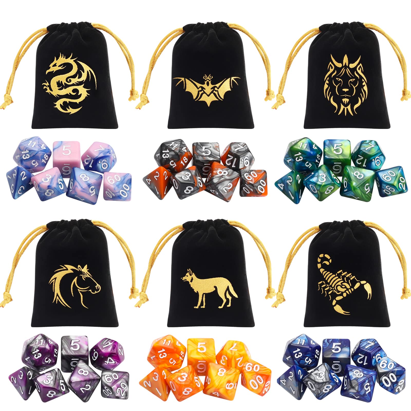 Foto 3 pulgar | Venta Internacional - Juego De Dados Poliédricos Ciaraq Dnd (42 Piezas) Con 6 Bolsas Para Rpg