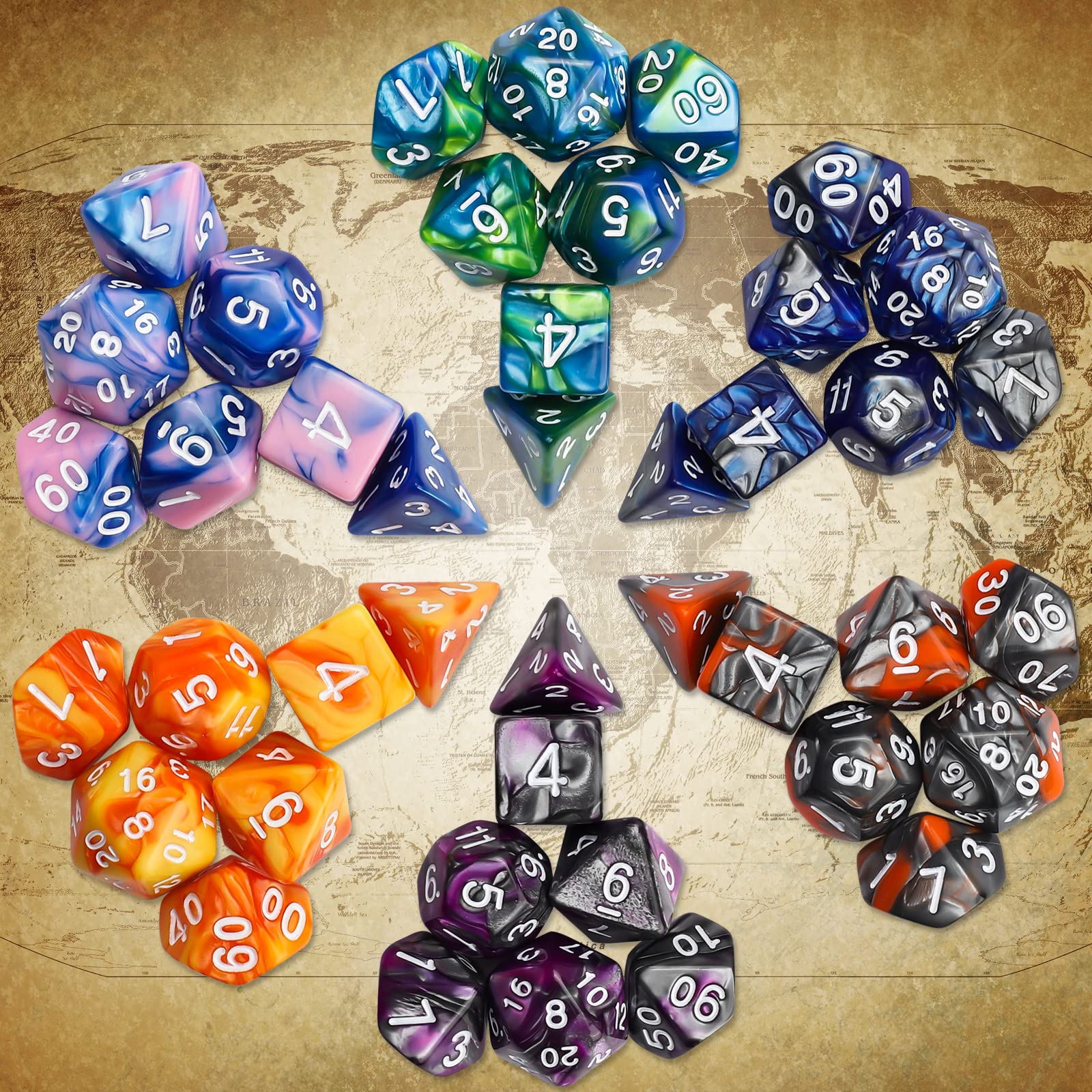 Foto 4 pulgar | Venta Internacional - Juego De Dados Poliédricos Ciaraq Dnd (42 Piezas) Con 6 Bolsas Para Rpg