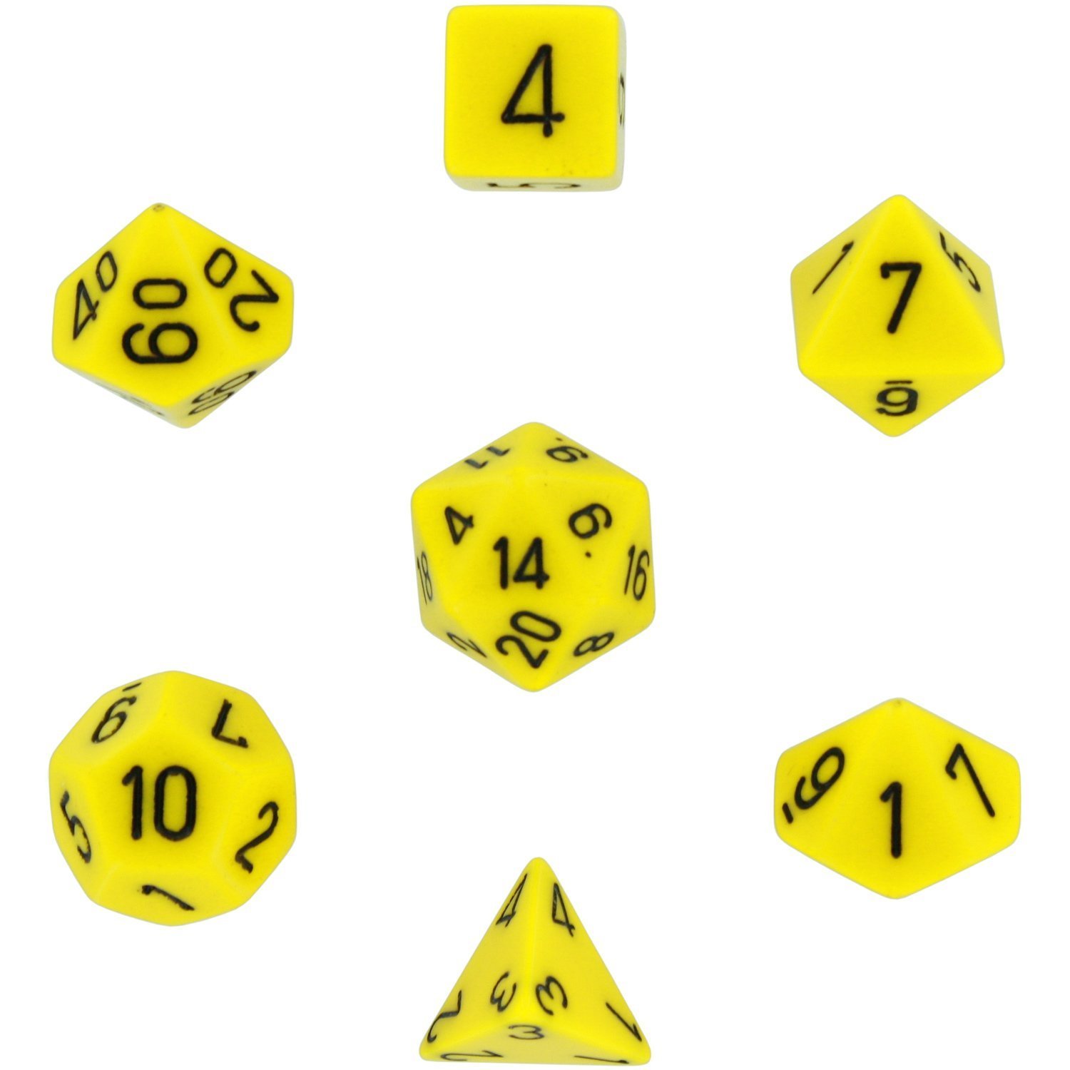 Juego De Dados Chessex Polyhedral De 7 Dados, Amarillo Opaco Y Negro - Venta Internacional.