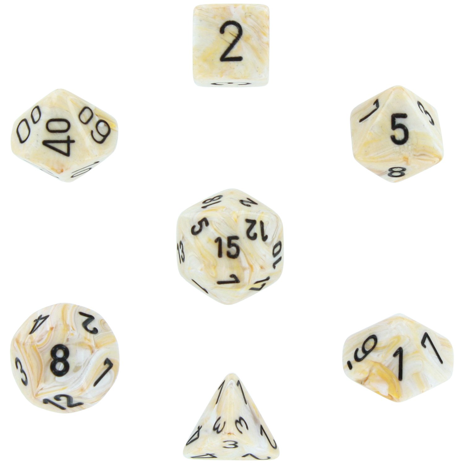 Foto 2 pulgar | Juego De Dados Chessex Polyhedral De 7 Dados, Mármol Marfil Con Negro - Venta Internacional.