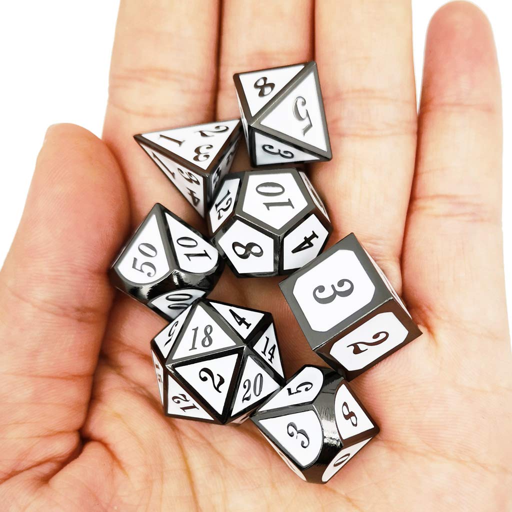Foto 7 pulgar | Juego De Dados De Metal Haxtec Dnd 7pcs D&d D20 D12 D10 D8 D6 D4 Black - Venta Internacional.