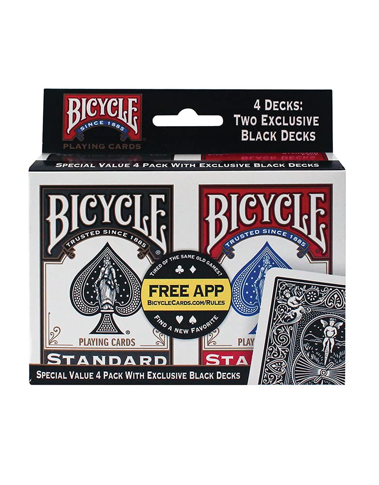 Foto 2 pulgar | Juego De Cartas Para Bicicleta Con Índice Estándar, Negro Y Rojo, Paquete De 4 - Venta Internacional.