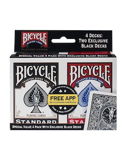 Foto 1 | Juego De Cartas Para Bicicleta Con Índice Estándar, Negro Y Rojo, Paquete De 4 - Venta Internacional.