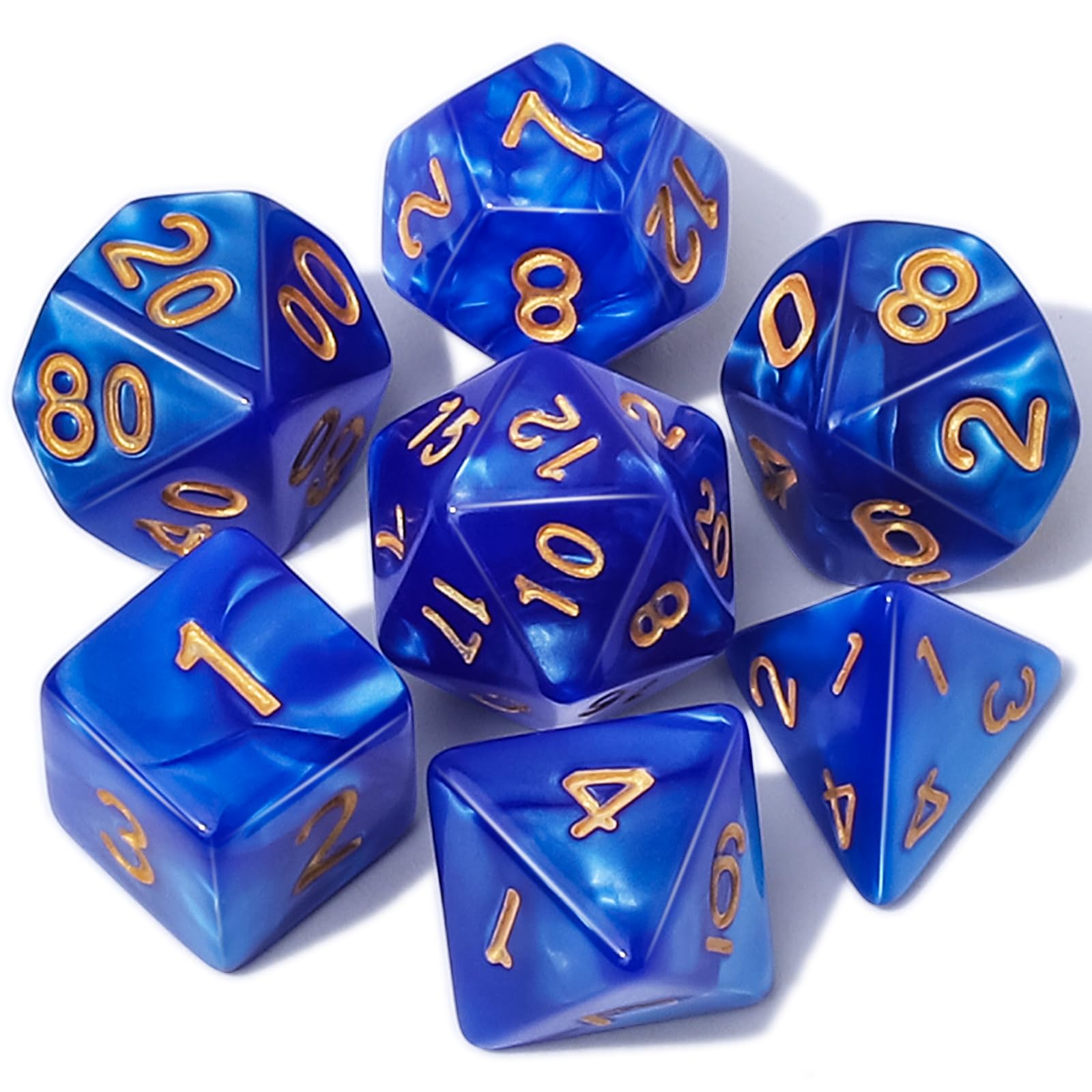 Juego De Dados Poliédricos Ciaraq Dnd Con Bolsa De Dados Negra (azul Marino) - Venta Internacional.