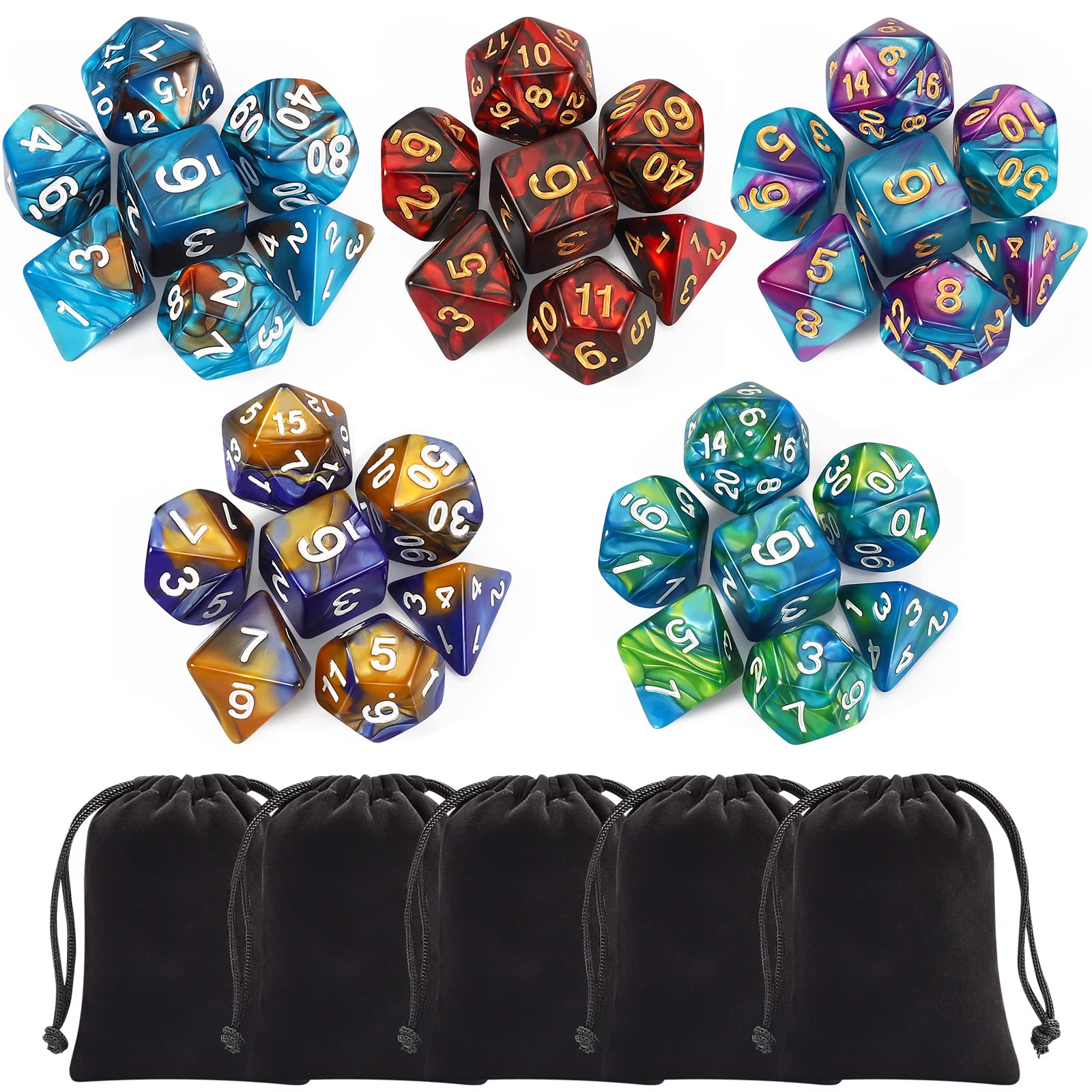 Foto 2 pulgar | Juego De Dados Poliédricos Qlv Con 20 Juegos Completos Y Bolsa Ciaraq - Venta Internacional.