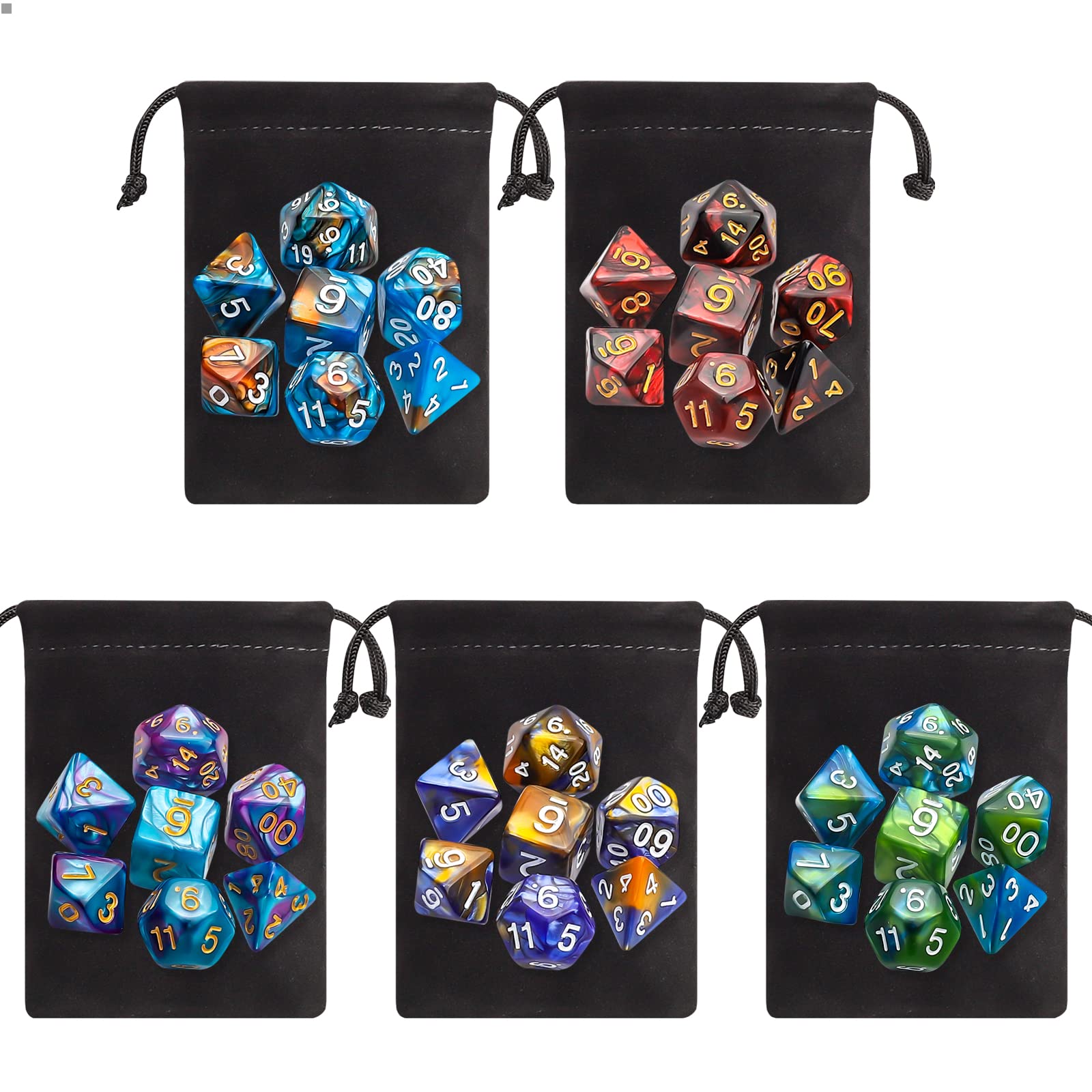 Foto 3 pulgar | Juego De Dados Poliédricos Qlv Con 20 Juegos Completos Y Bolsa Ciaraq - Venta Internacional.