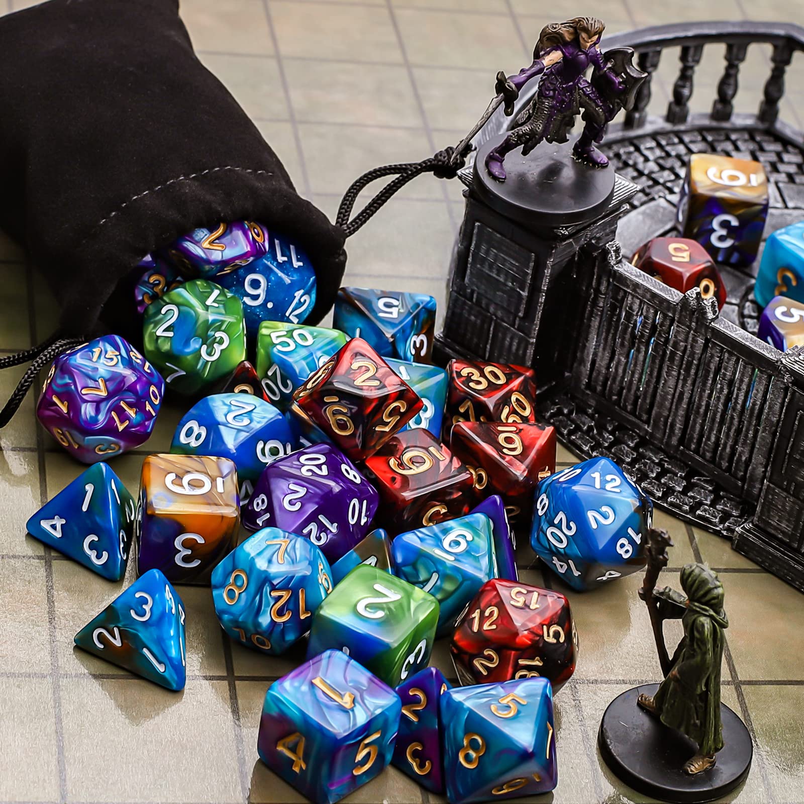 Foto 4 pulgar | Juego De Dados Poliédricos Qlv Con 20 Juegos Completos Y Bolsa Ciaraq - Venta Internacional.