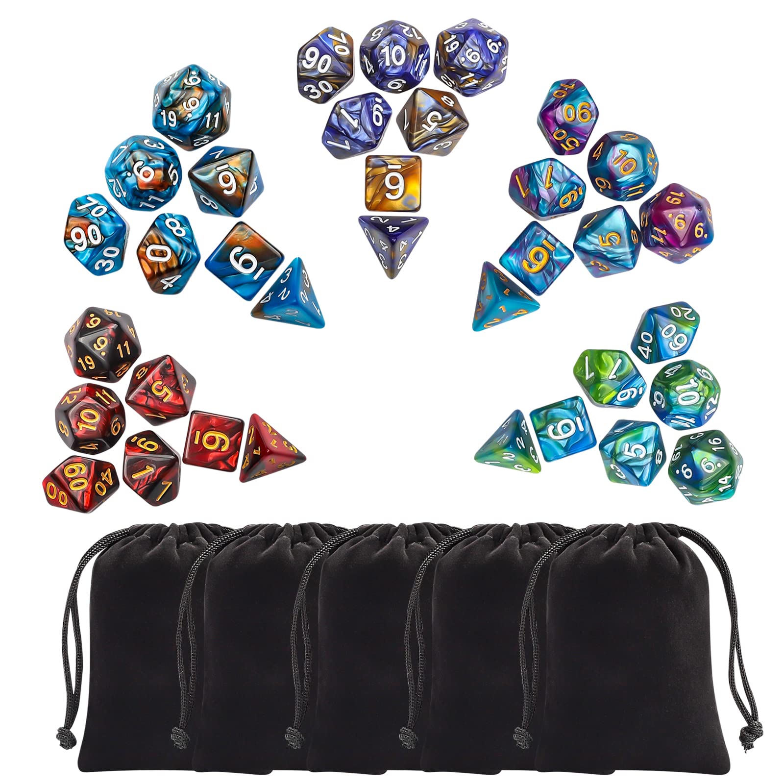 Foto 8 pulgar | Juego De Dados Poliédricos Qlv Con 20 Juegos Completos Y Bolsa Ciaraq - Venta Internacional.