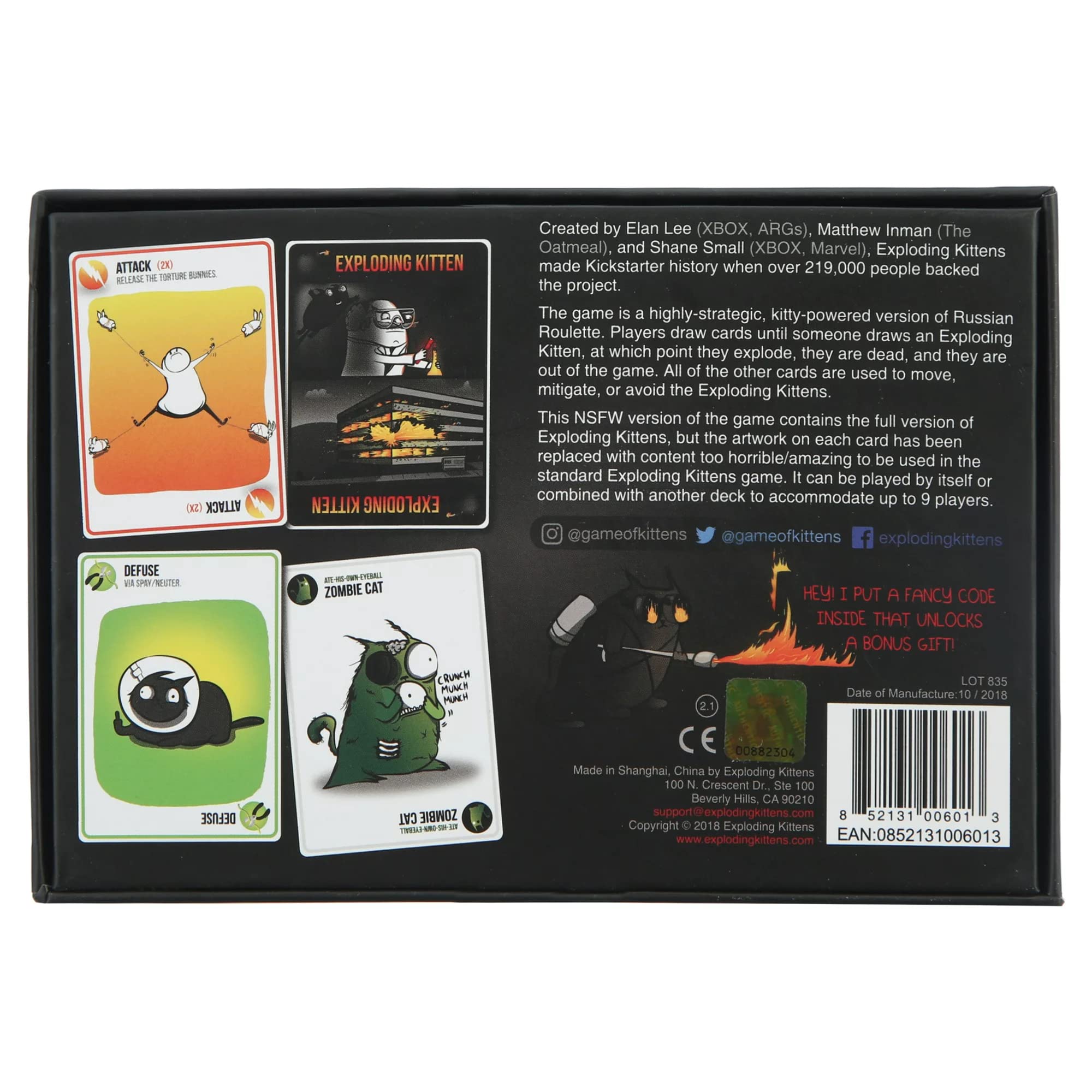 Foto 5 pulgar | Juego De Cartas Exploding Kittens Nsfw Para Adultos Y Adolescentes - Venta Internacional.