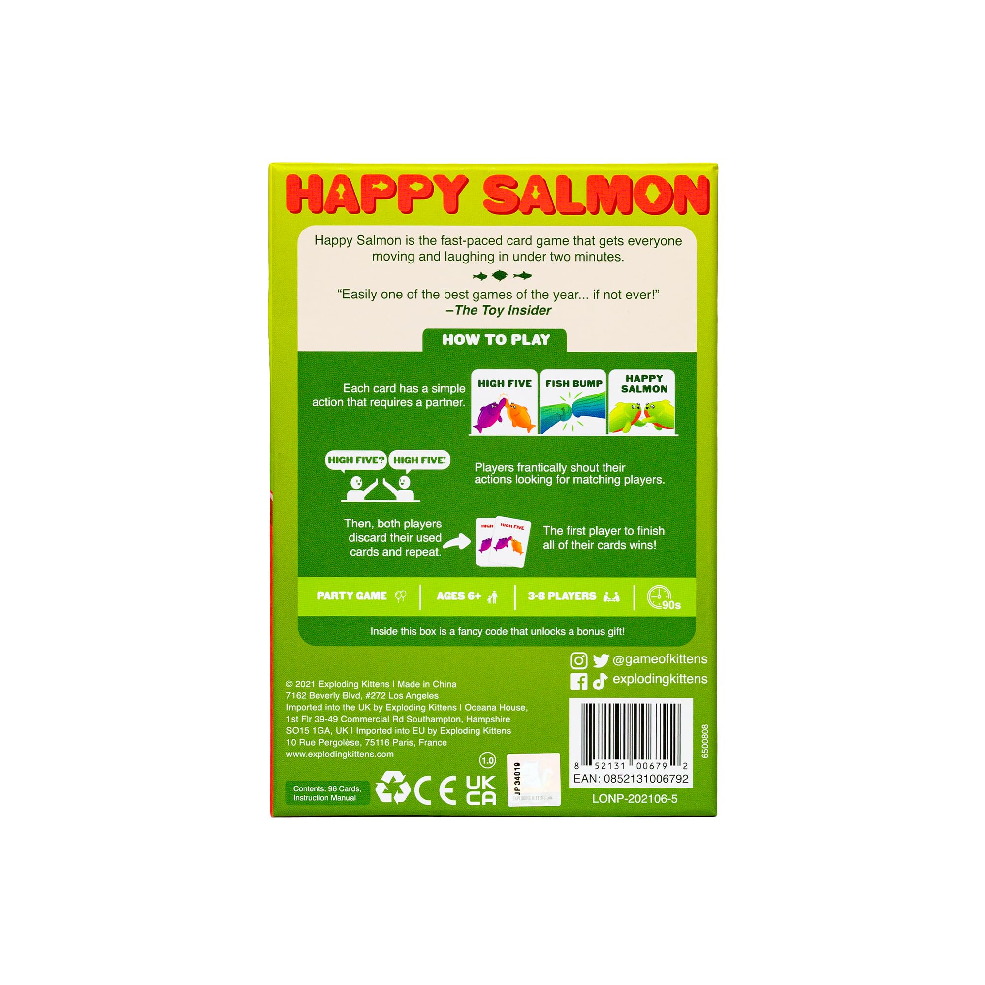 Foto 5 pulgar | Juego De Cartas Exploding Kittens Happy Salmon Para Toda La Familia - Venta Internacional.