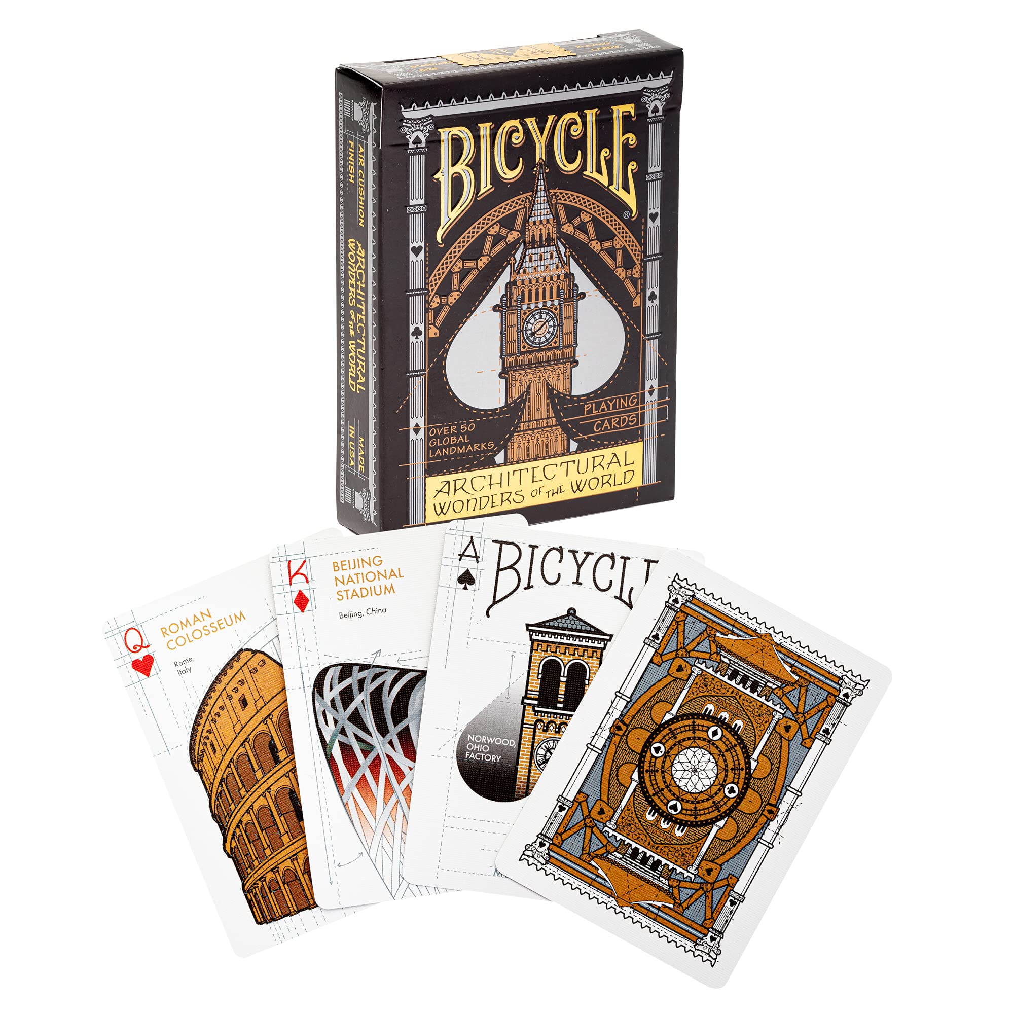 Foto 3 pulgar | Juego De Cartas: Bicicleta, Maravillas Arquitectónicas Del Mundo, Color Negro - Venta Internacional.