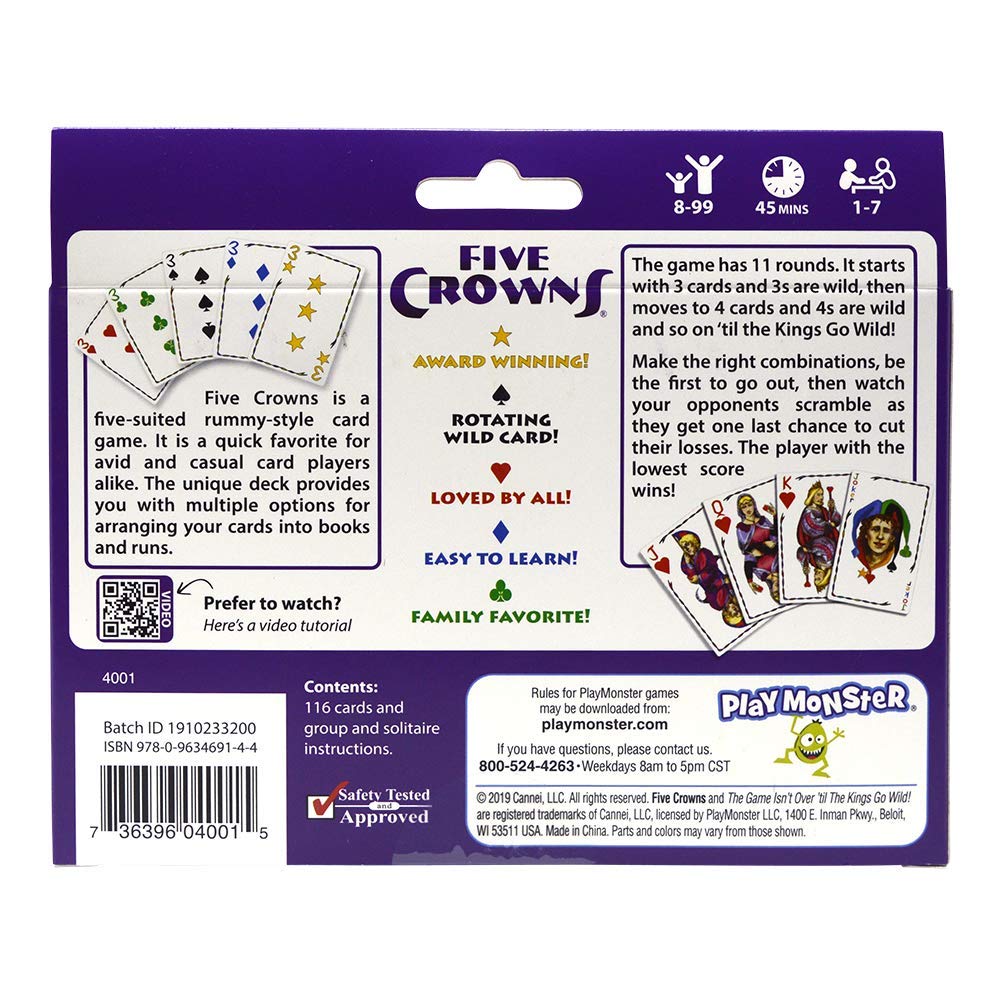 Foto 8 pulgar | Juego De Cartas Playmonster Five Crowns 5 Suited Rummy Style 8+ - Venta Internacional.