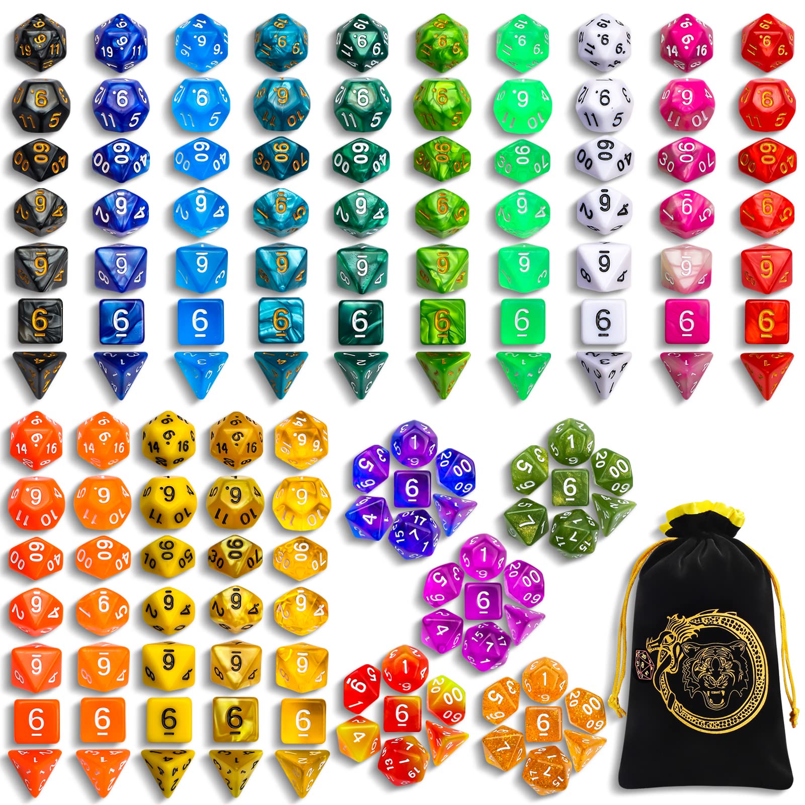 Foto 2 pulgar | Juego De Dados Ciaraq Dnd Dice 20x7 Polihedral 140 Piezas - Venta Internacional.