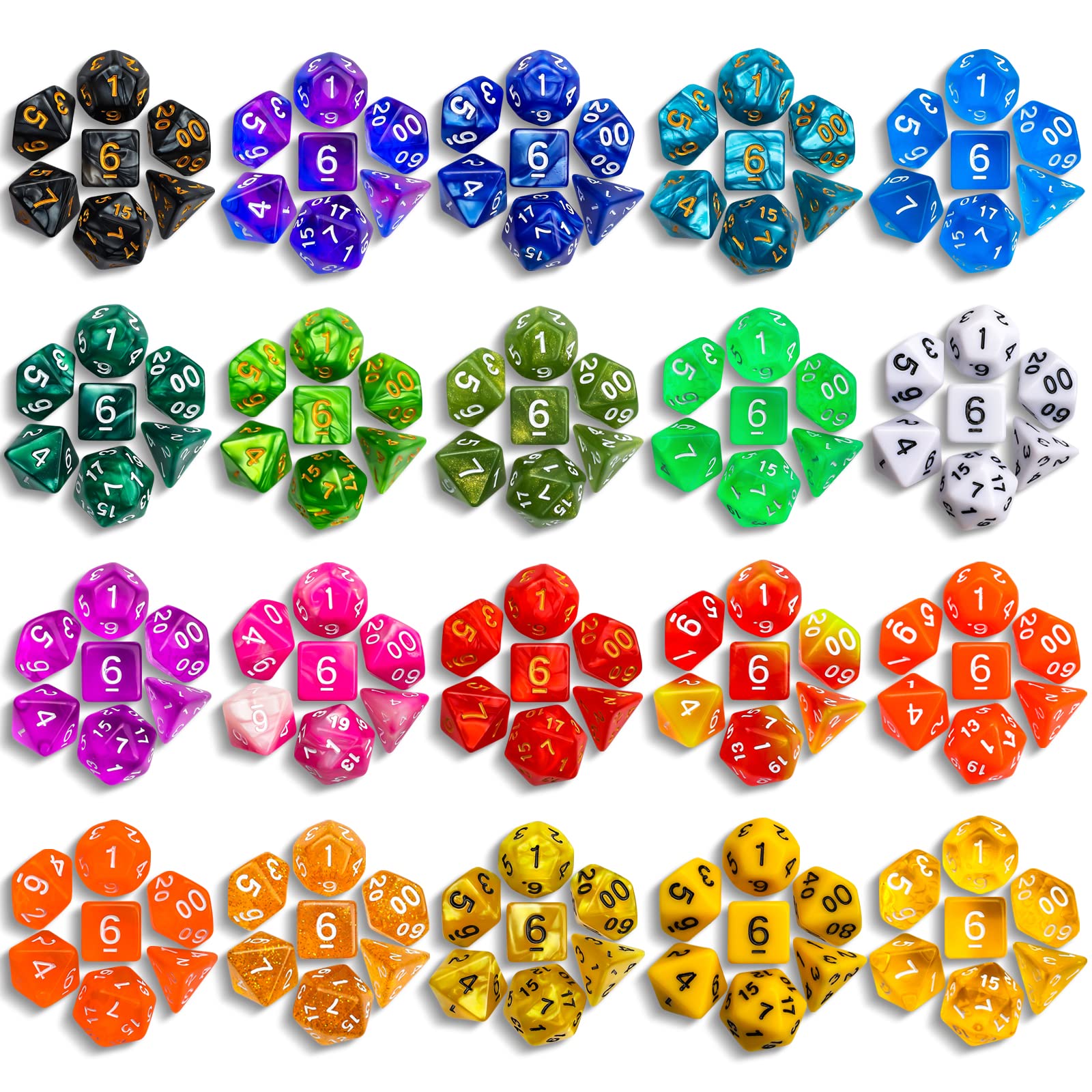 Foto 3 pulgar | Juego De Dados Ciaraq Dnd Dice 20x7 Polihedral 140 Piezas - Venta Internacional.
