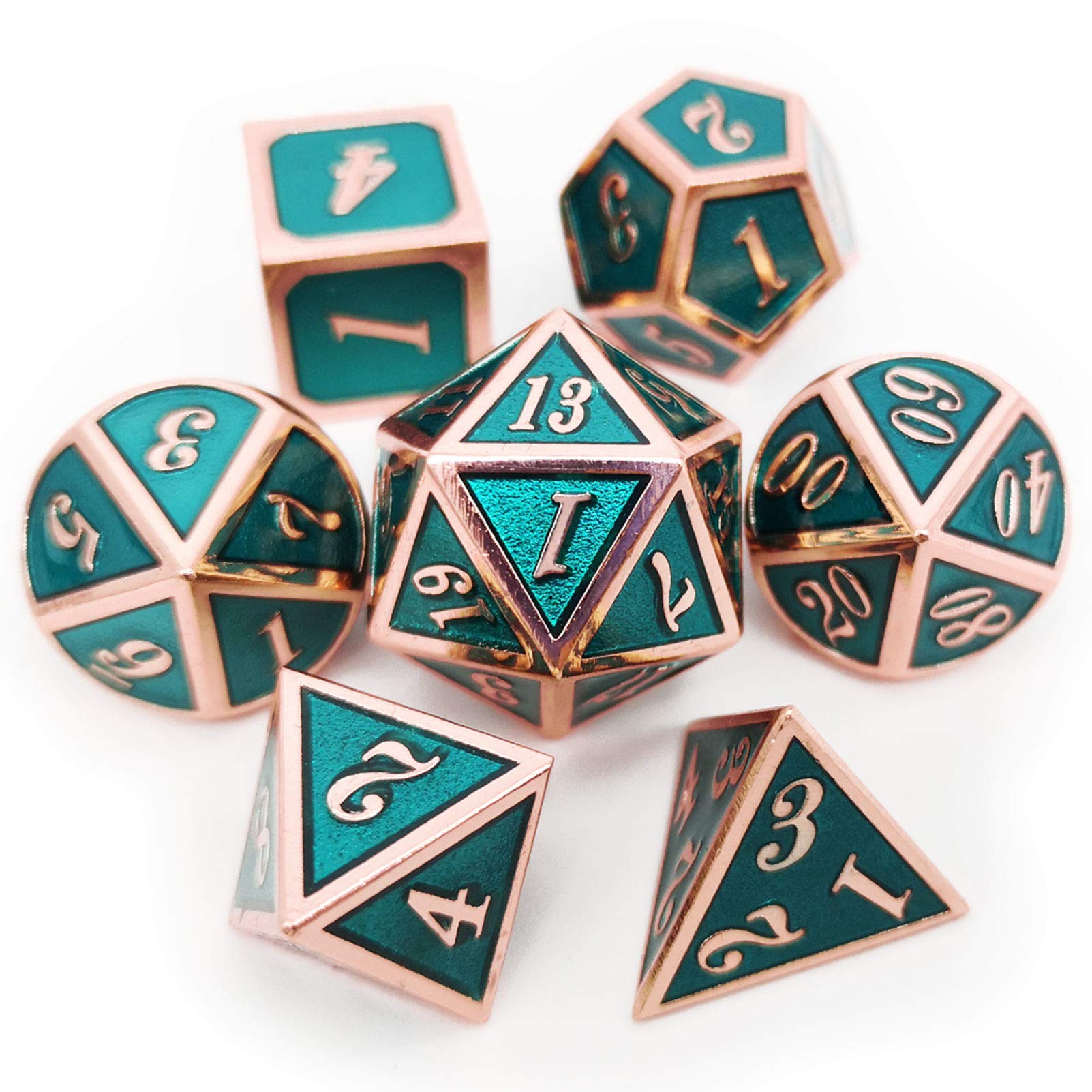 Foto 2 pulgar | Juego De Dados De Metal Haxtec Copper Teal Con Bolsa De Dados De Piel Dnd Rp - Venta Internacional.