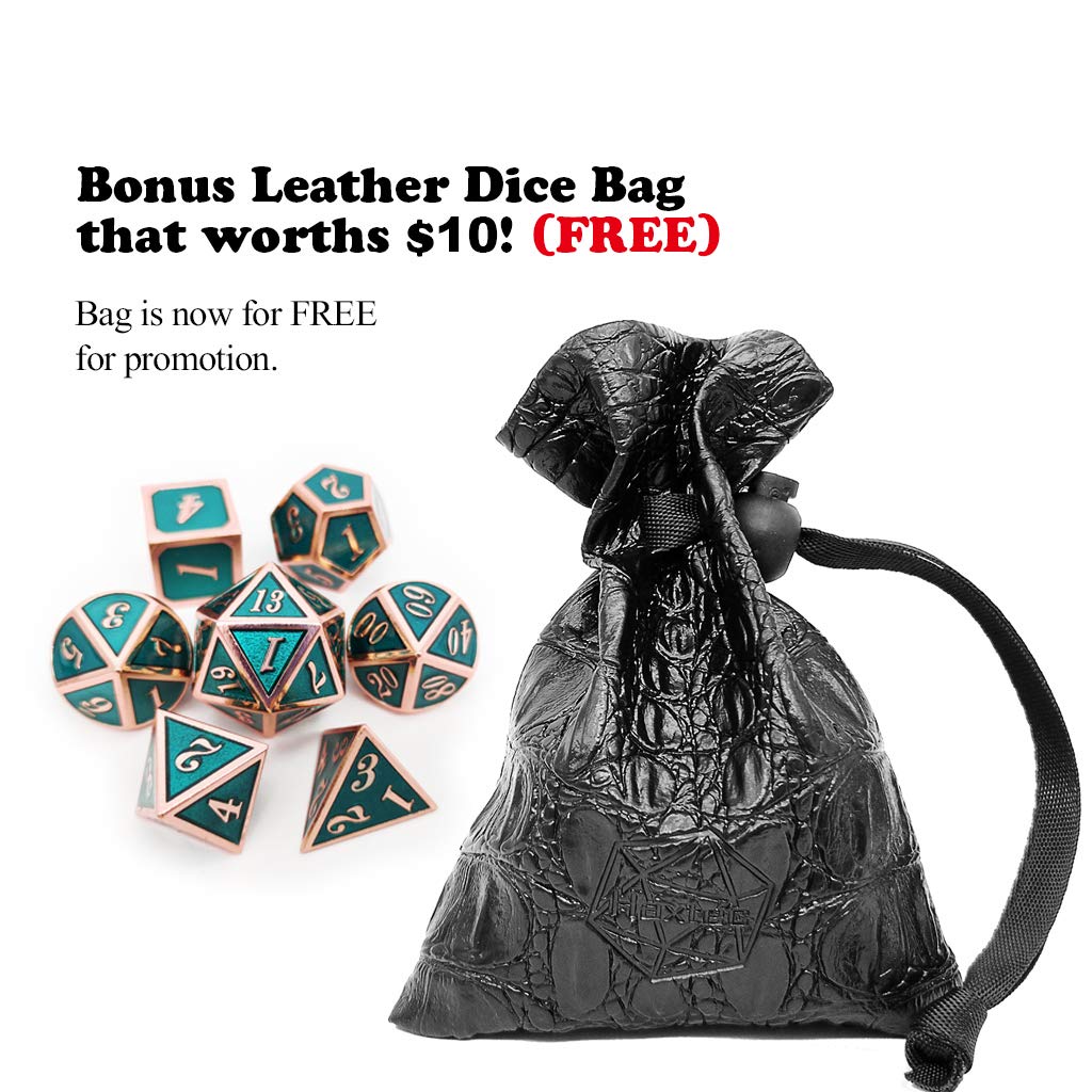 Foto 3 pulgar | Juego De Dados De Metal Haxtec Copper Teal Con Bolsa De Dados De Piel Dnd Rp - Venta Internacional.