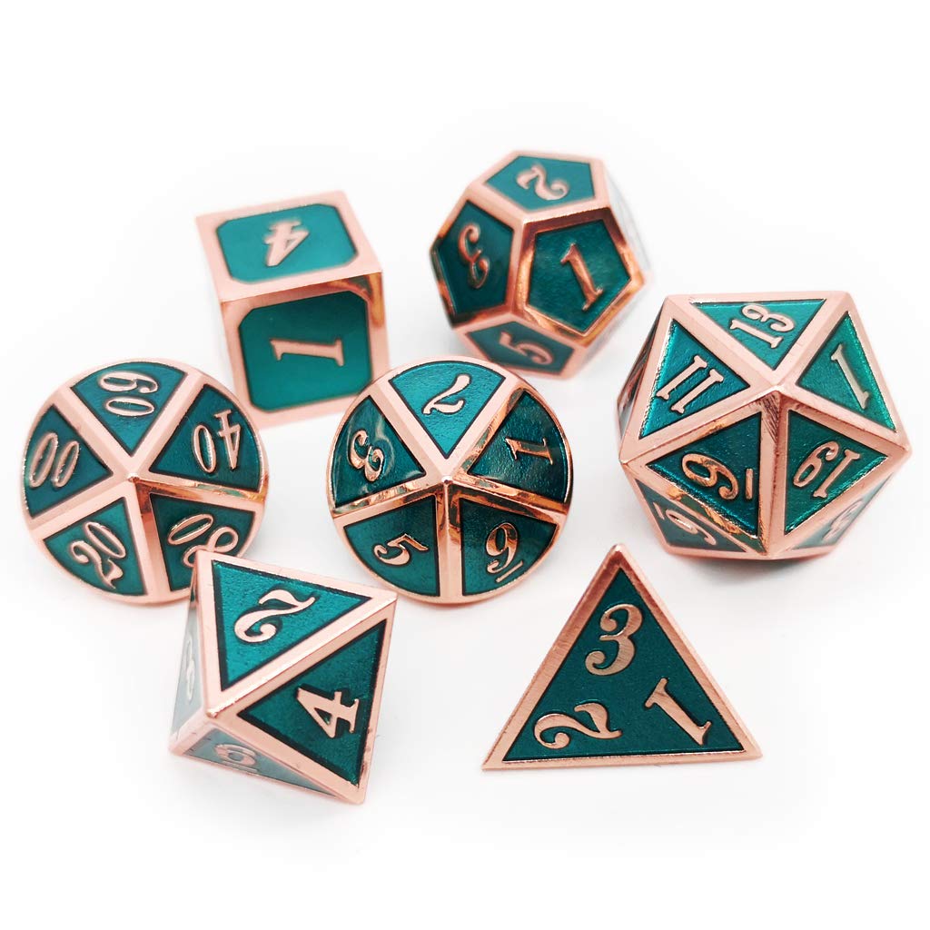 Foto 4 pulgar | Juego De Dados De Metal Haxtec Copper Teal Con Bolsa De Dados De Piel Dnd Rp - Venta Internacional.