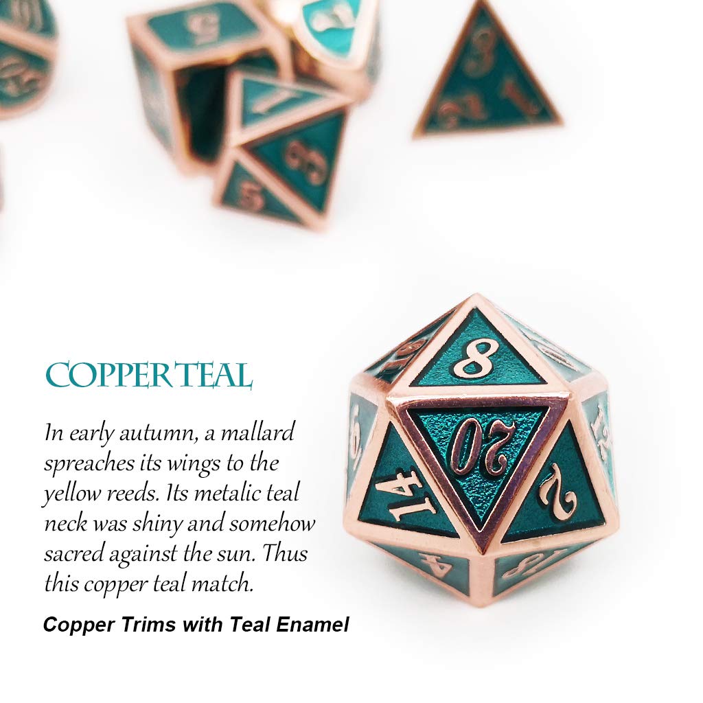Foto 6 pulgar | Juego De Dados De Metal Haxtec Copper Teal Con Bolsa De Dados De Piel Dnd Rp - Venta Internacional.
