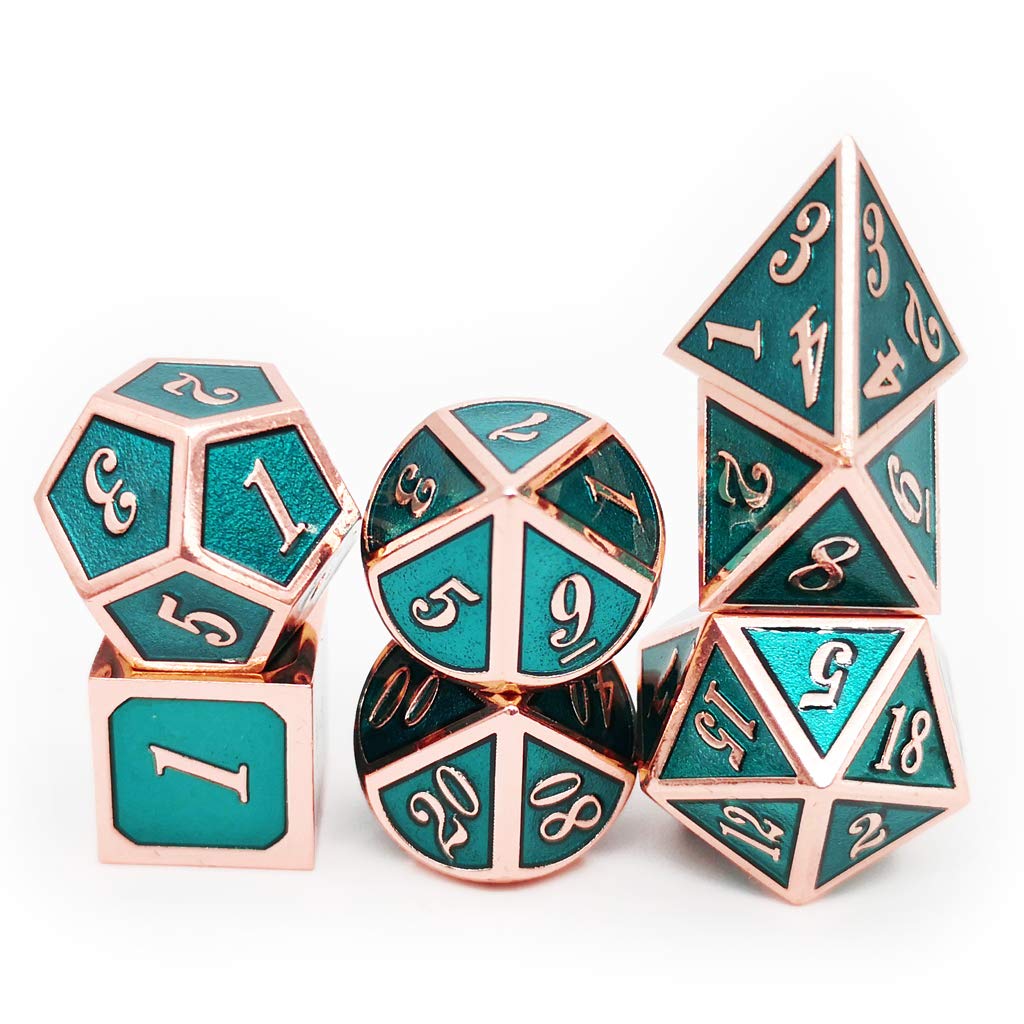 Foto 7 pulgar | Juego De Dados De Metal Haxtec Copper Teal Con Bolsa De Dados De Piel Dnd Rp - Venta Internacional.