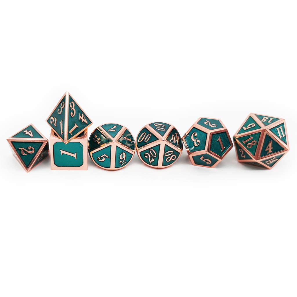 Foto 8 pulgar | Juego De Dados De Metal Haxtec Copper Teal Con Bolsa De Dados De Piel Dnd Rp - Venta Internacional.