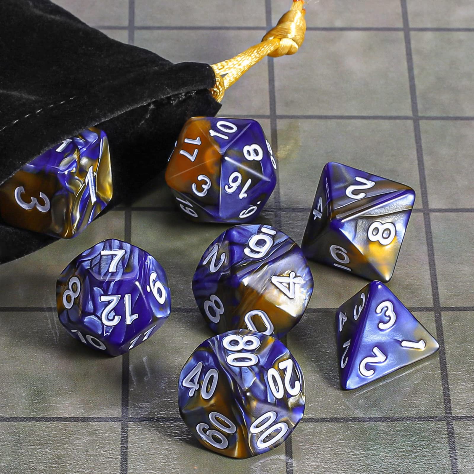 Foto 6 | Juego De Dados Poliédricos Ciaraq Dnd Con Bolsa Negra Para Dados, 7 Piezas - Venta Internacional.