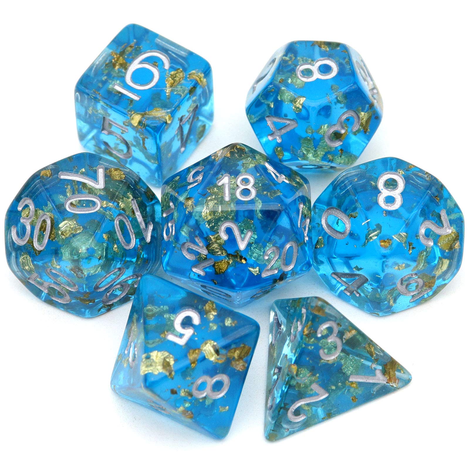 Juego de Dados Poliédricos Haxtec DND Azules 7 Piezas - Venta Internacional