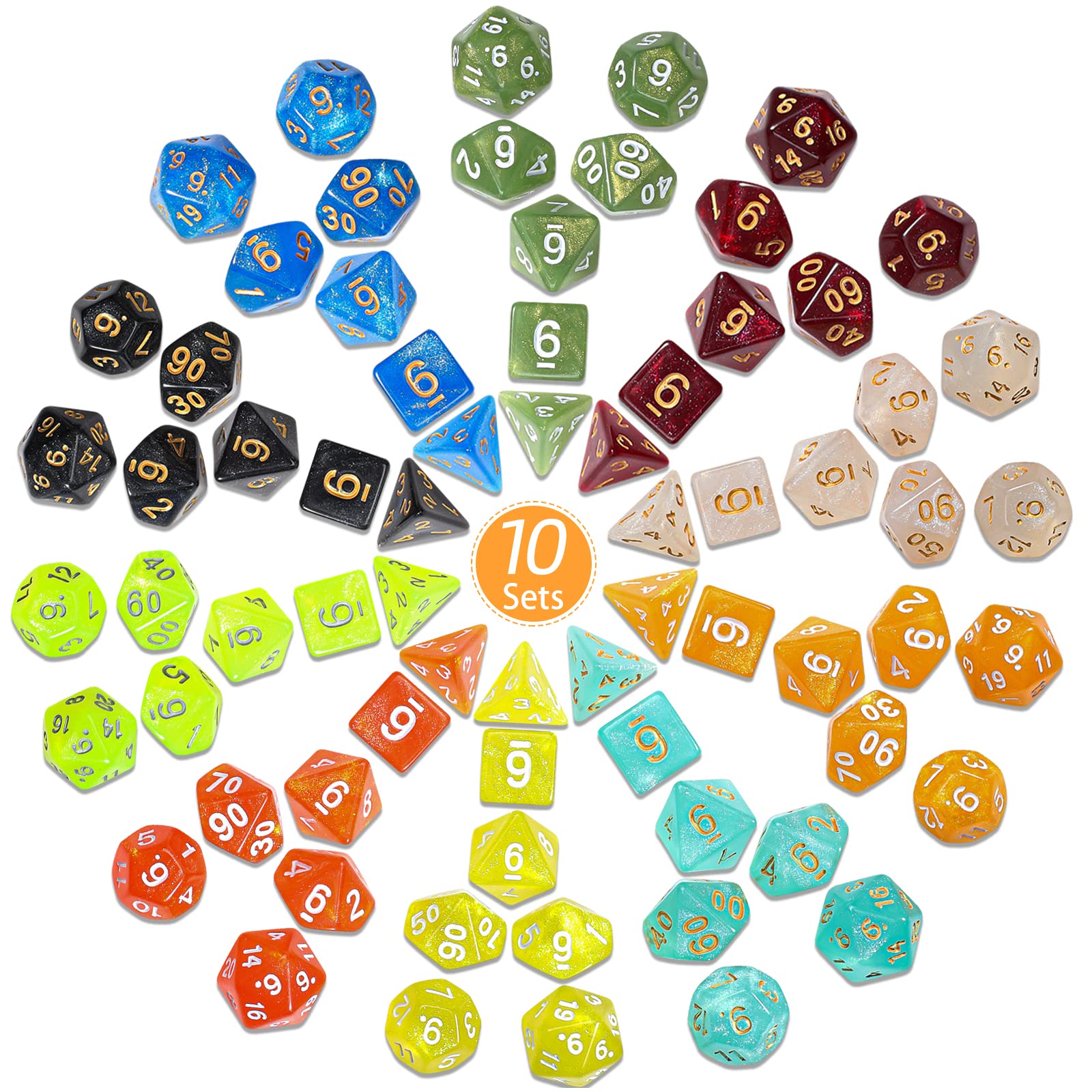 Foto 3 pulgar | Juego De Dados Poliédricos Ciaraq Dnd 10x7 (70 Piezas) Con Bolsa - Venta Internacional.
