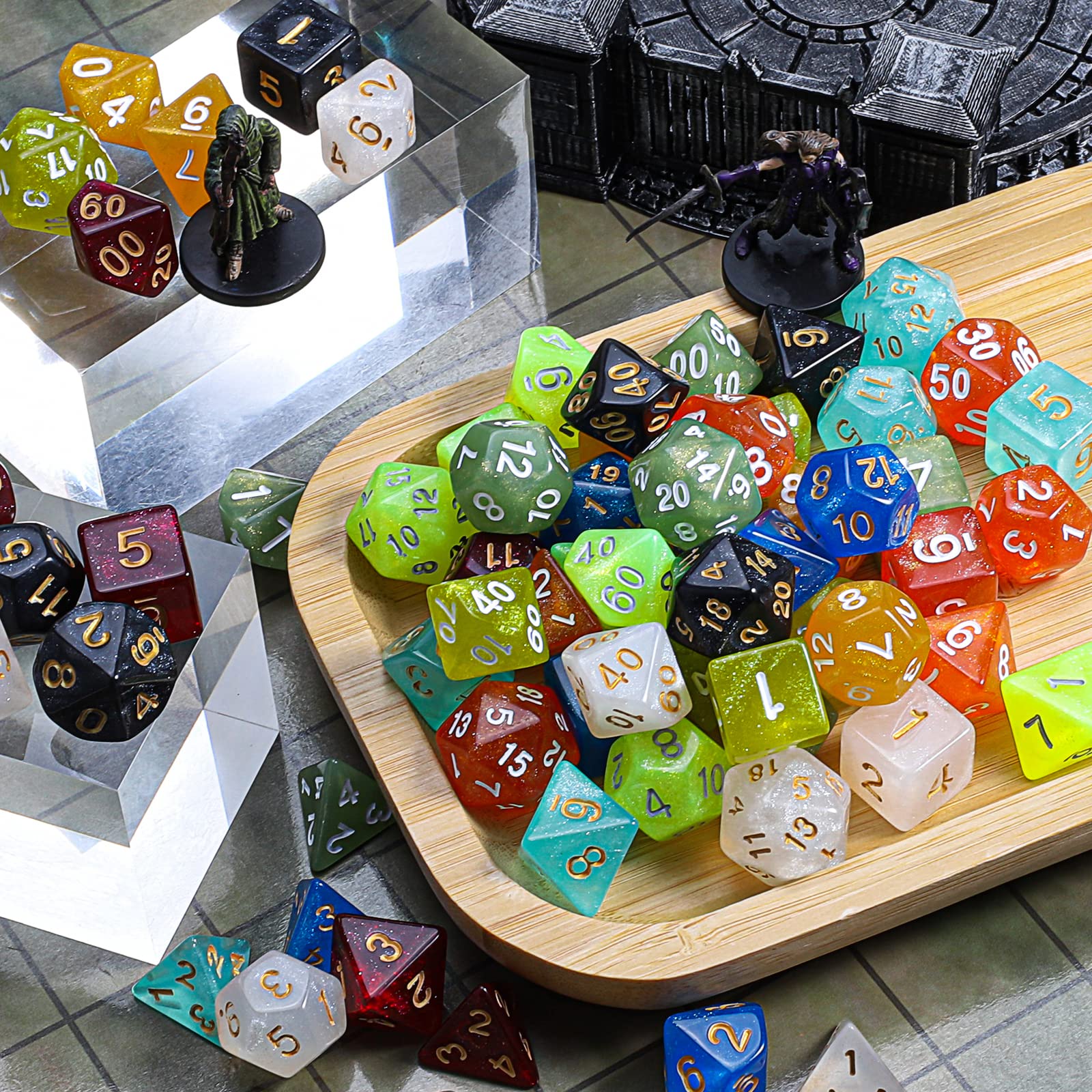 Foto 6 pulgar | Juego De Dados Poliédricos Ciaraq Dnd 10x7 (70 Piezas) Con Bolsa - Venta Internacional.
