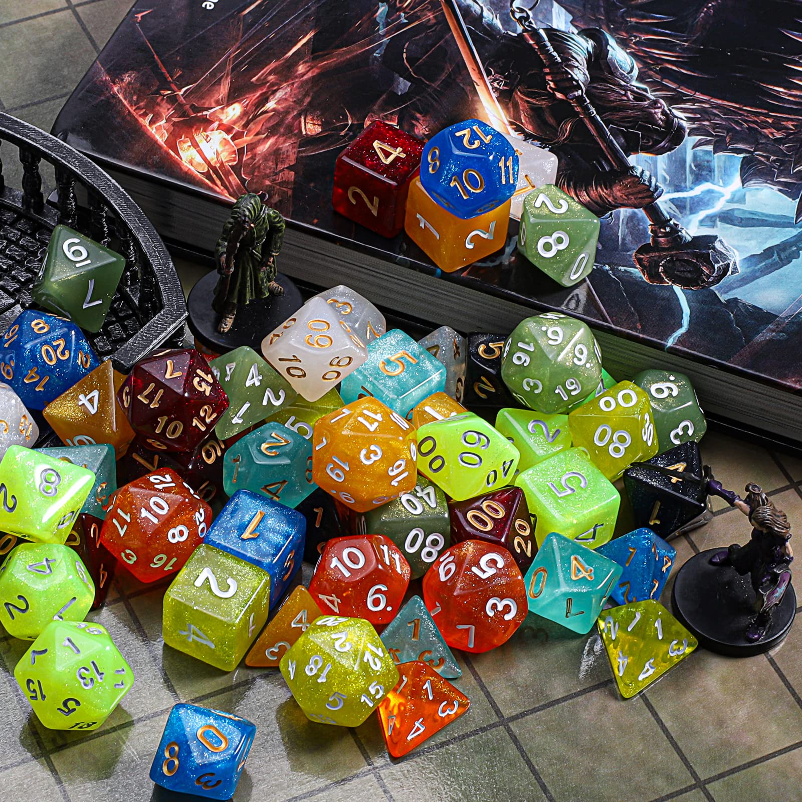 Foto 8 pulgar | Juego De Dados Poliédricos Ciaraq Dnd 10x7 (70 Piezas) Con Bolsa - Venta Internacional.