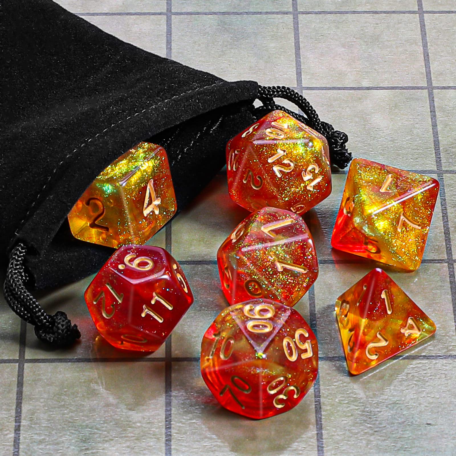 Foto 7 pulgar | Juego De Dados Poliédricos Ciaraq Dnd Con Bolsa Negra Para Dados, 7 Piezas - Venta Internacional.