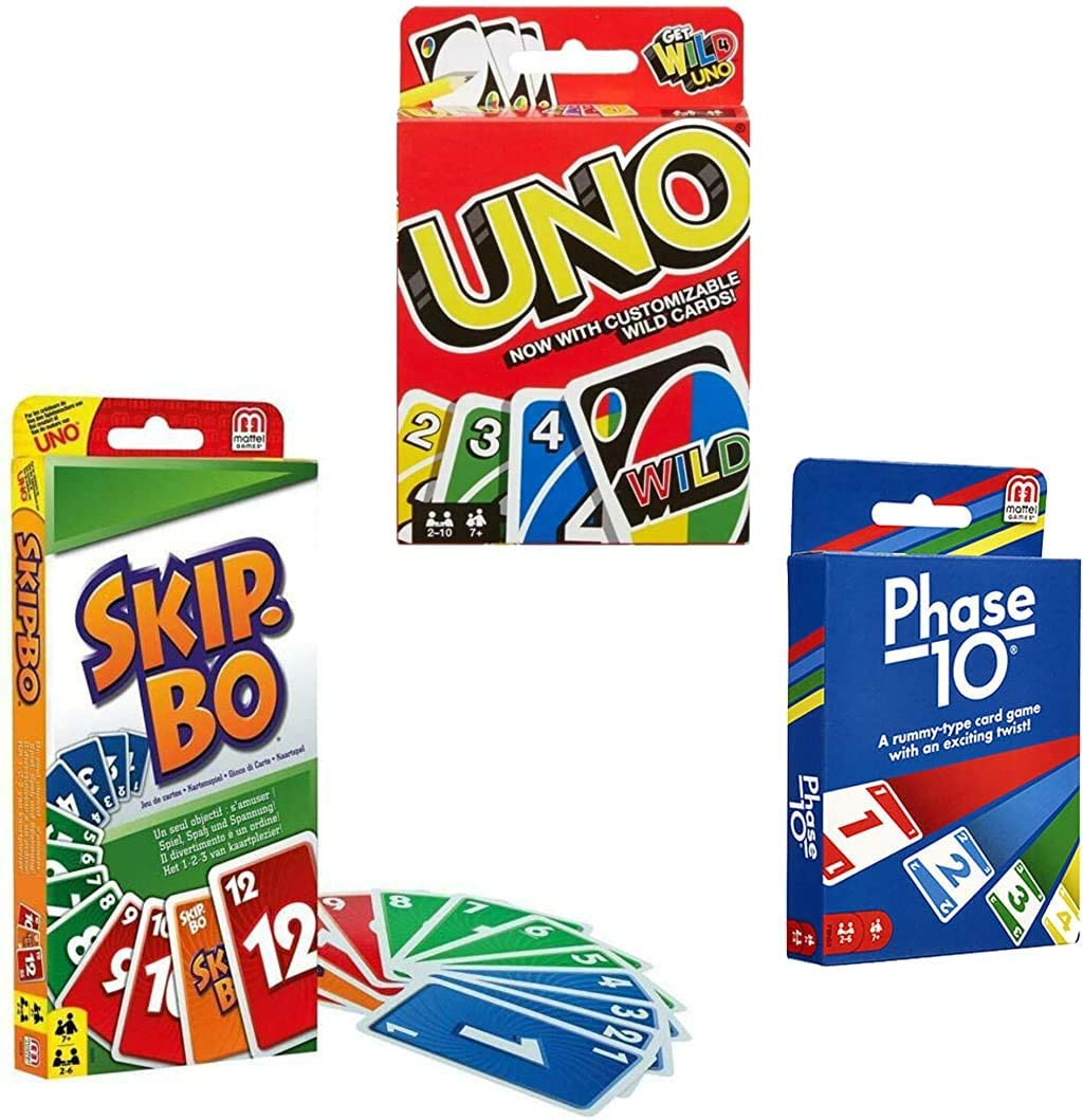 Set De Juegos De Cartas Mattel (skip Bo, Uno Y Phase 10) - Venta Internacional.